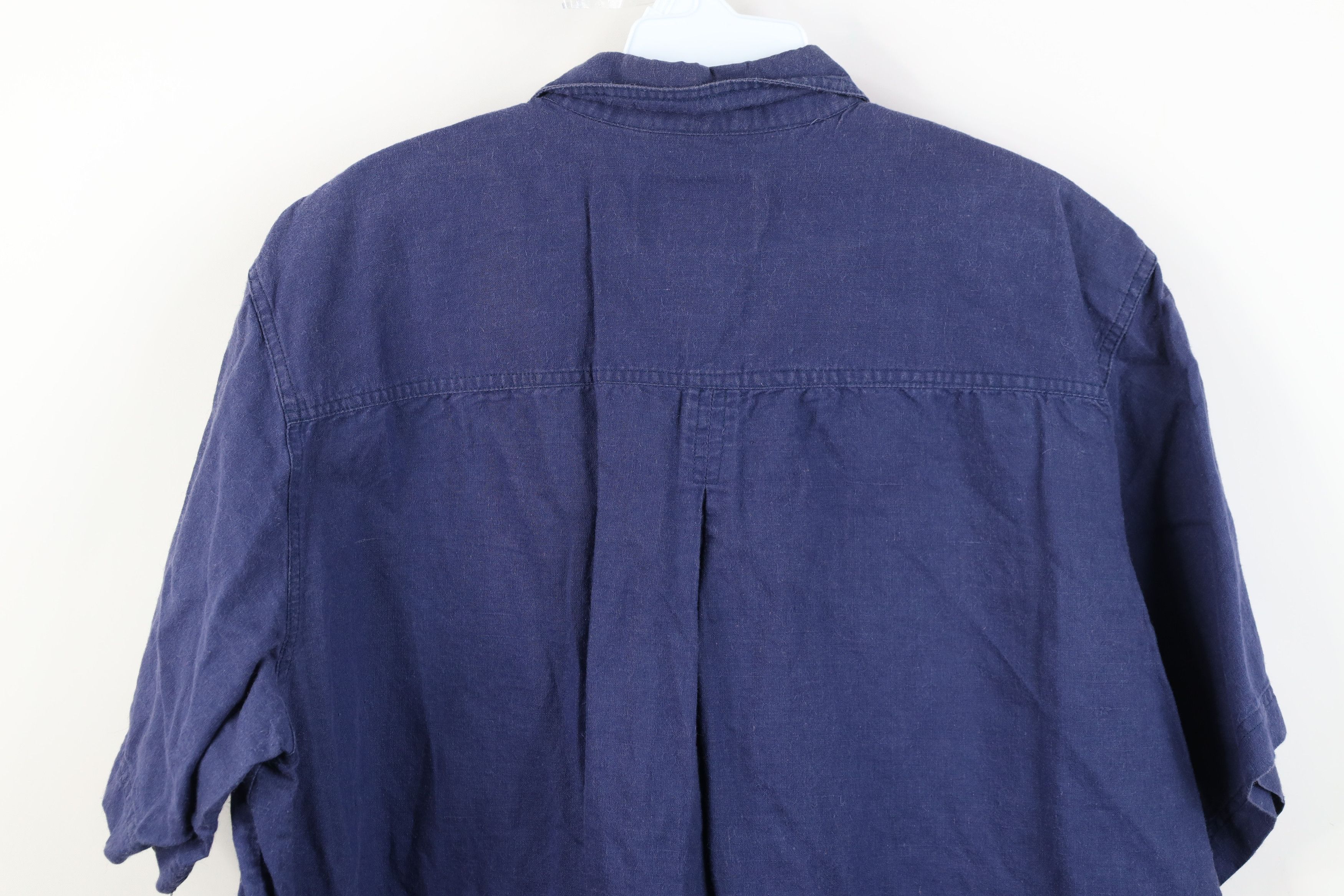 Vintage Vintage 90s Streetwear Baggy Short Sleeve Button Shirt Blue Size XXL / US 16-18 / IT 52-54 - 11 Thumbnail