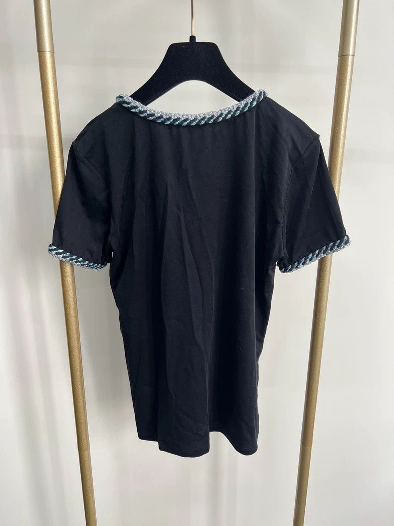 Chanel Chanel Knitted rolled-edged short-sleeved T-shirt 2504-Next Size XS / US 0-2 / IT 36-38 - 2 Thumbnail