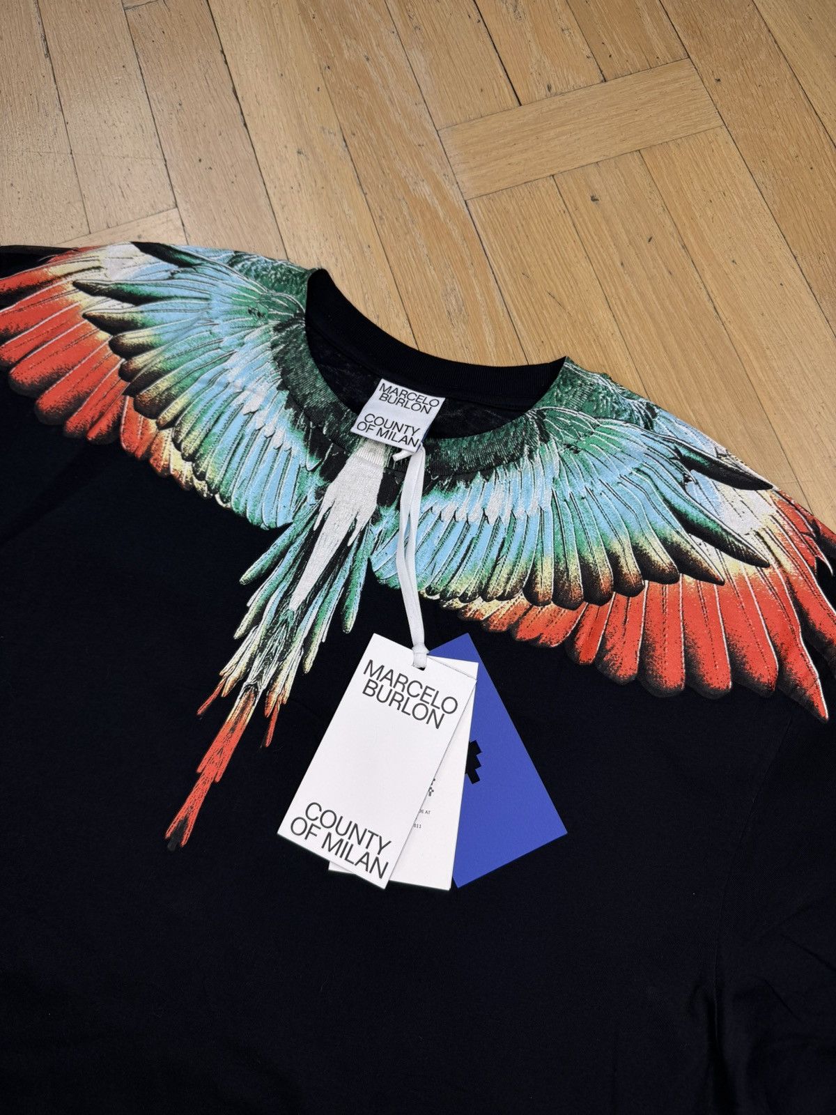 Marcelo Burlon MARCELO BURLON WING GREEN ORANGE BLACK TEE Size US XL / EU 56 / 4 - 3 Thumbnail