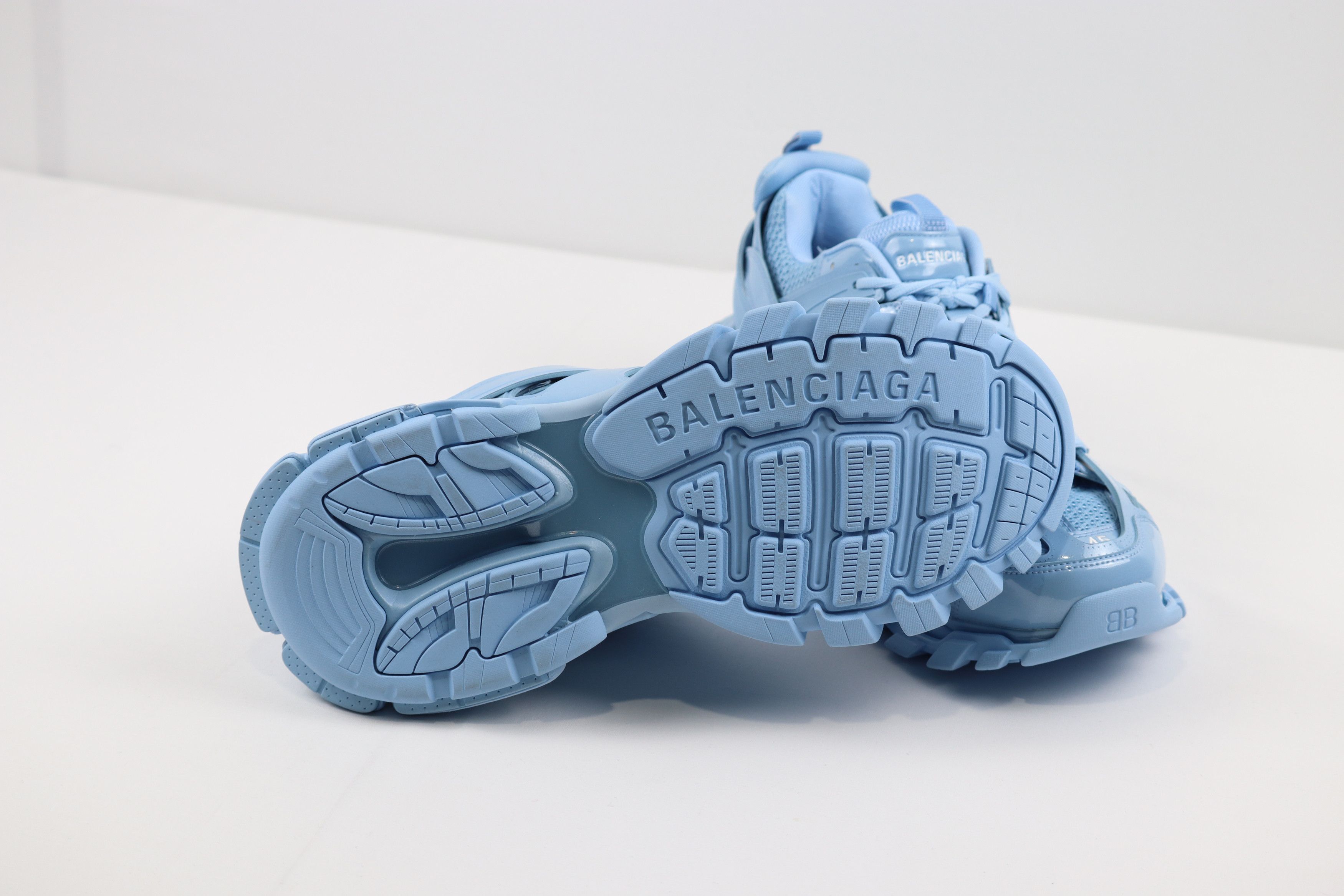 Balenciaga o1rshd10124 Metal Mesh Rubber Track Sneaker in Light Blue Size US 12 / EU 45 - 6 Thumbnail