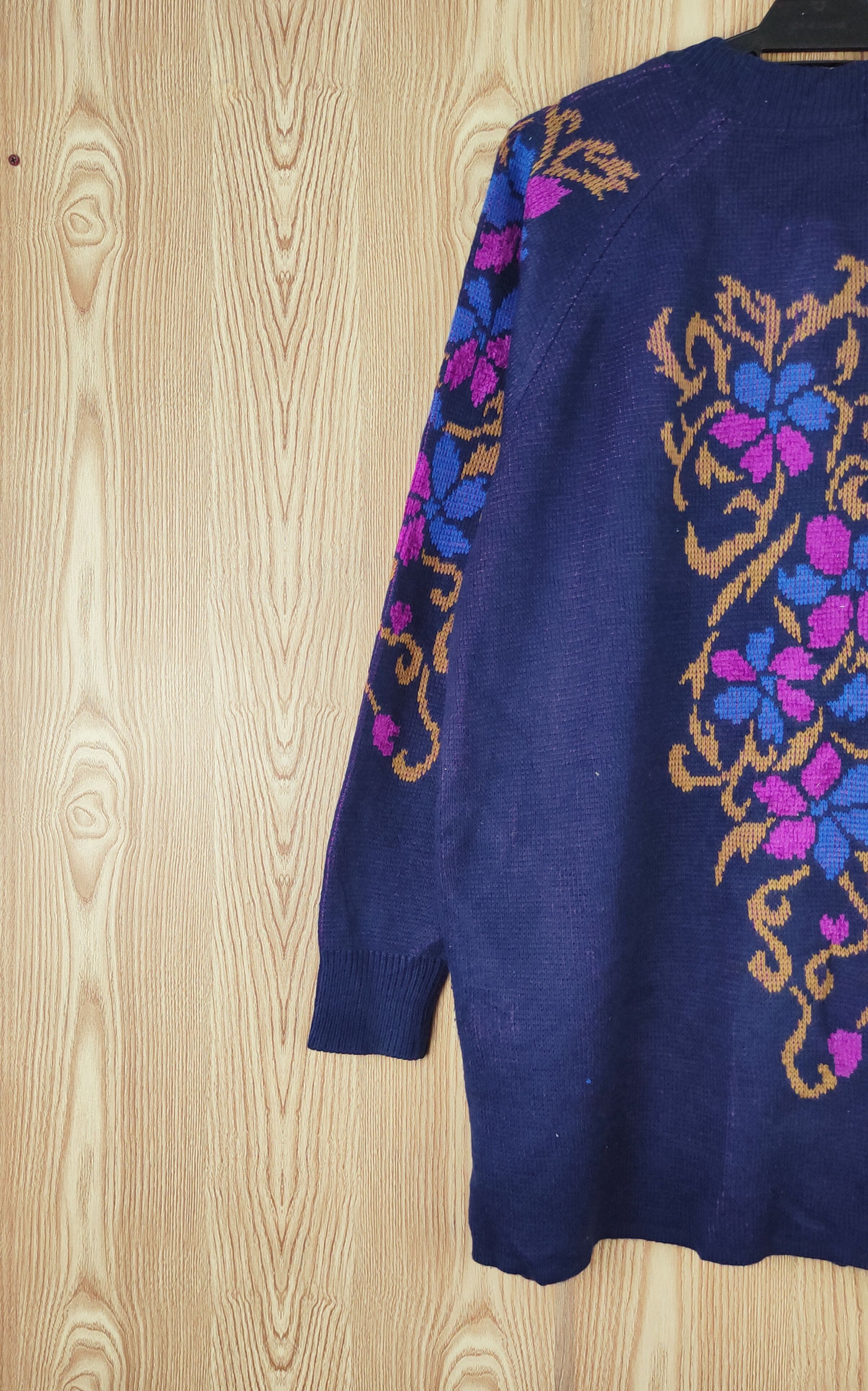 Vintage Star Coronation Dark Blue Knitwear Cardigan #W032 Size L / US 10 / IT 46 - 8 Thumbnail