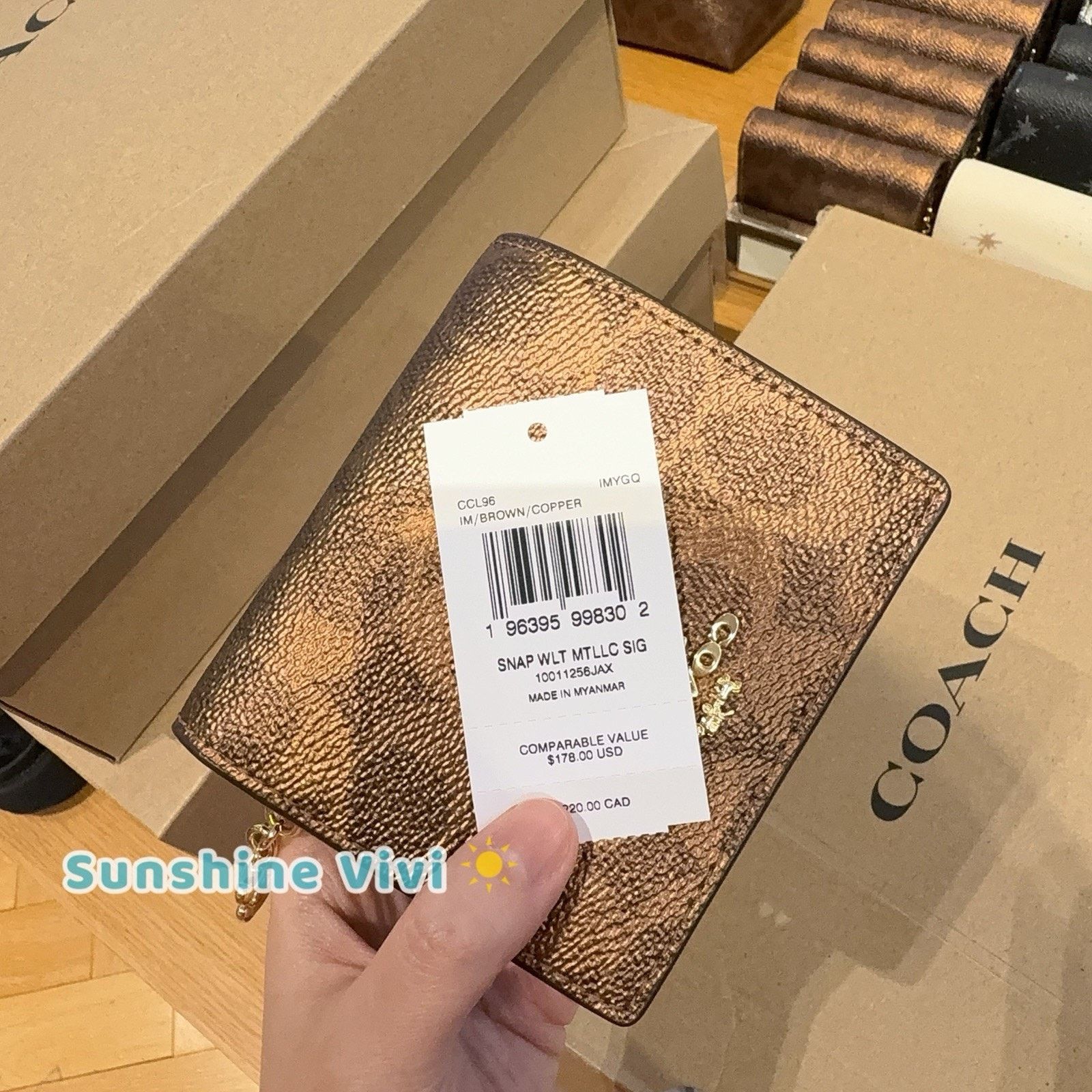 Coach NWT Coach Snap WalletIn Signature Canvas CCL96 BROWN/COPPER Size ONE SIZE - 6 Thumbnail