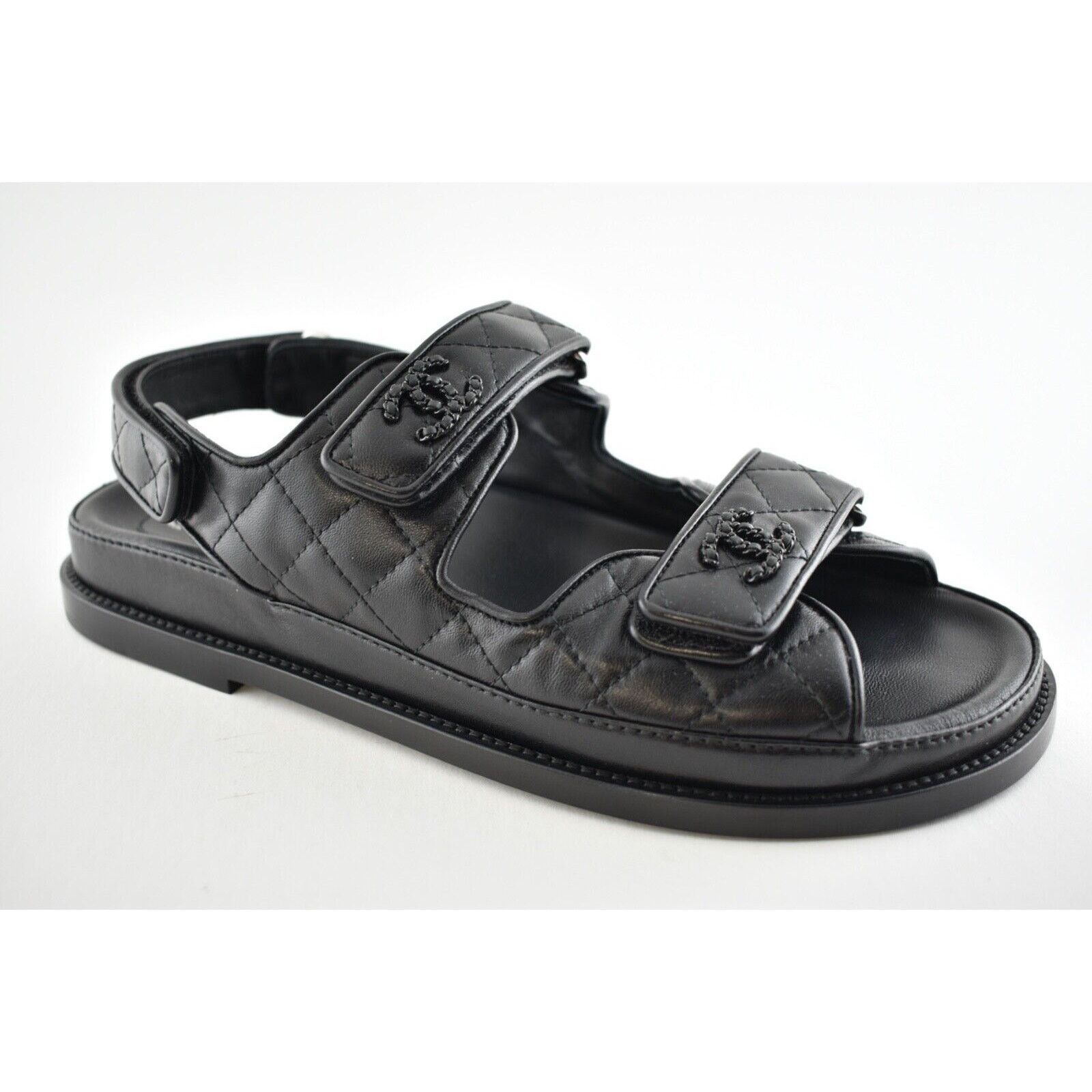 Chanel Chanel Black Leather Quilted Chain CC Logo Mule Slide Strap Size US 6.5 / IT 36.5 - 5 Thumbnail