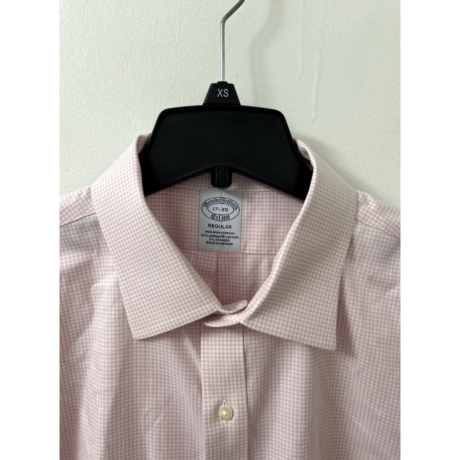 Brooks Brothers Brooks Brothers Shirt Mens 17 Pink Plaid Non Iron Stretch Supima Button Up L/S Shirt Size US XL / EU 56 / 4 - 5 Thumbnail
