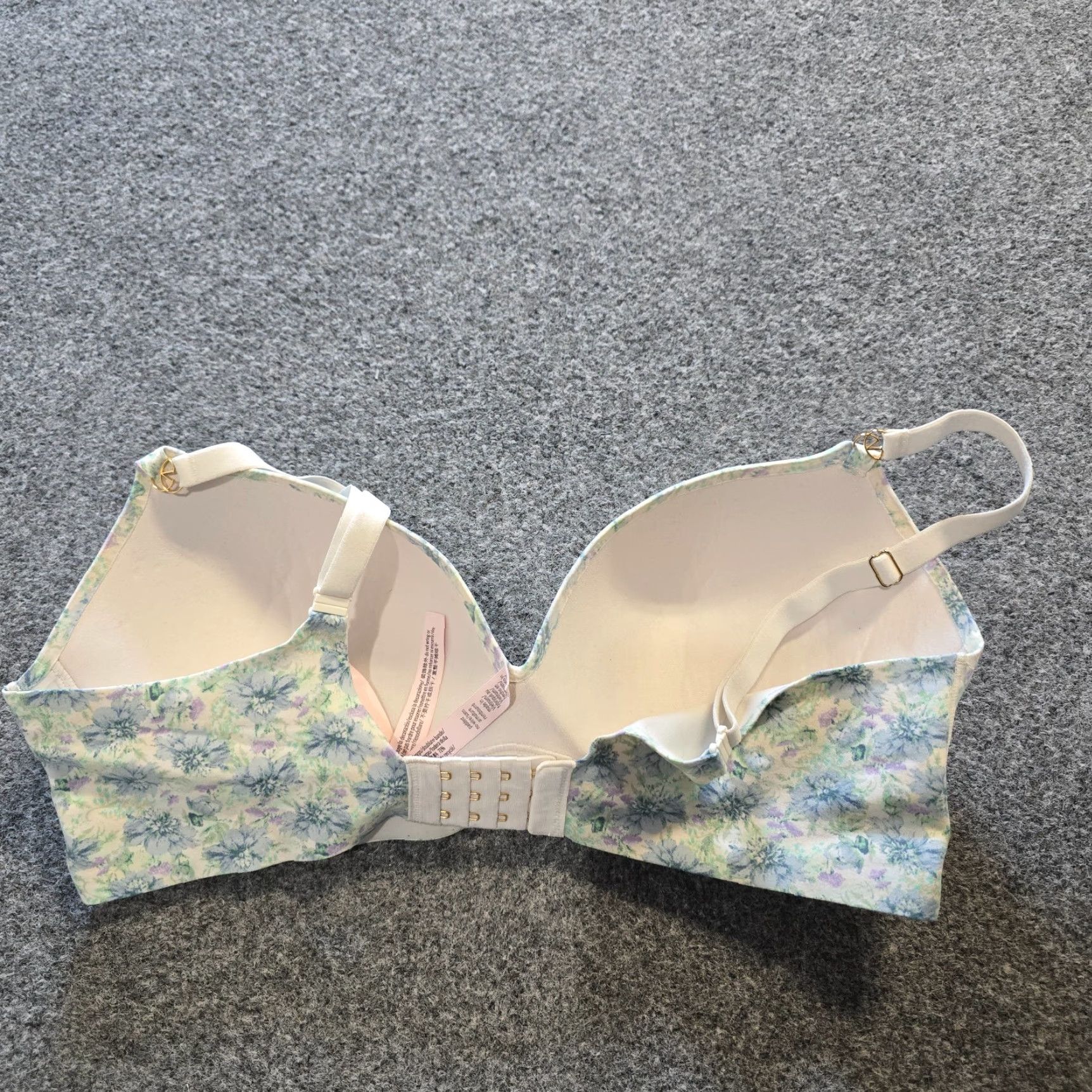 Victoria's Secret Victoria's Secret Bra Womens Size 36DD White Blue Floral Padded Push Up No wire Size ONE SIZE - 4 Thumbnail