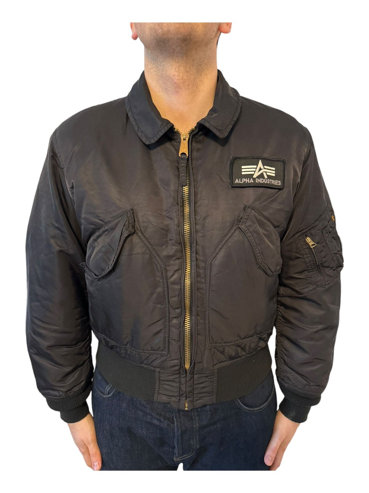 image of Alpha Industries Cwu 45/p Bomber Flight Nylon Jacket Medium in Black, Men's