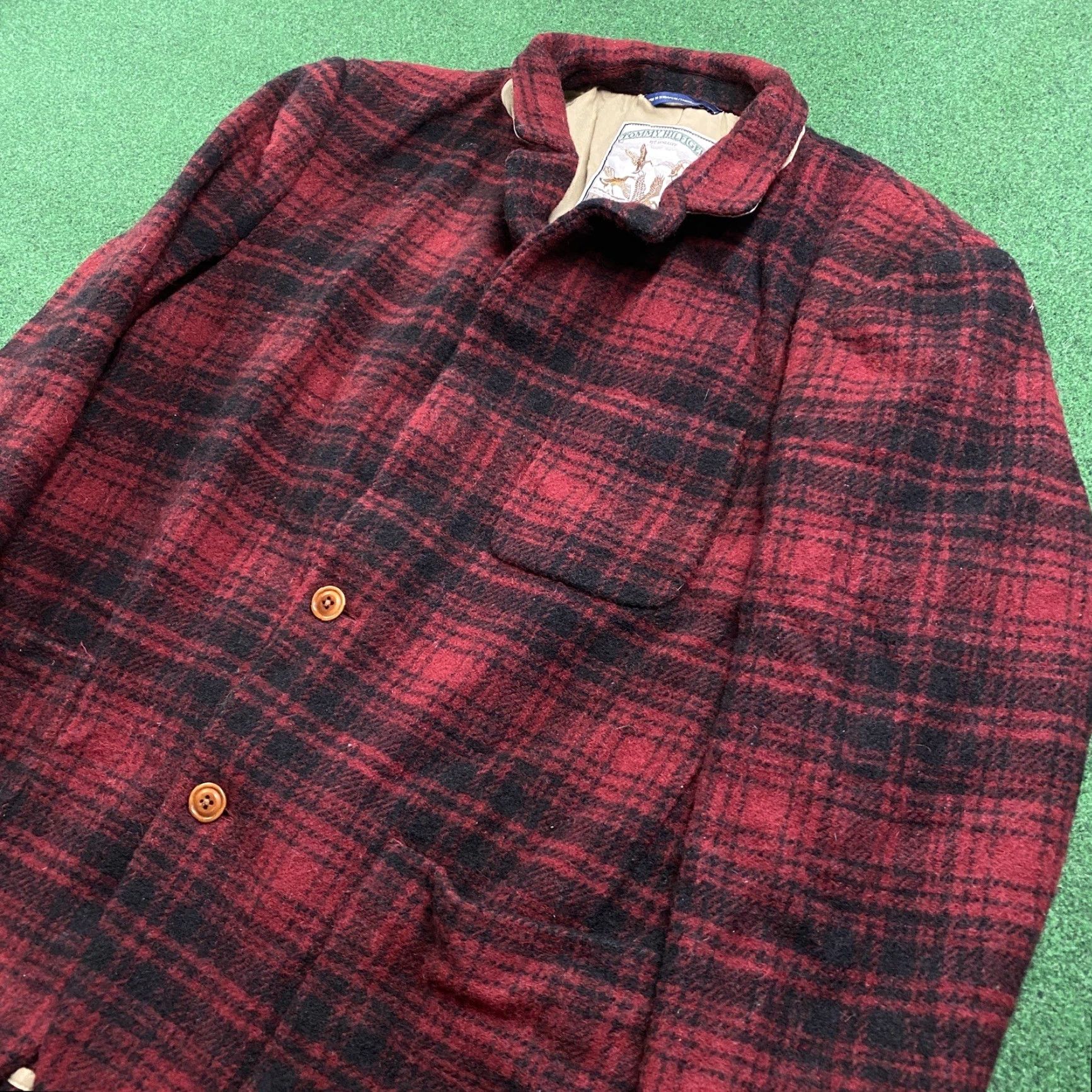 Tommy Hilfiger VINTAGE Tommy Hilfiger Blazer Jacket Mens L Red Plaid Wool 90s Classic Hip Hop USA 3-in-1 Shirt Mens Size 42R - 2 Thumbnail