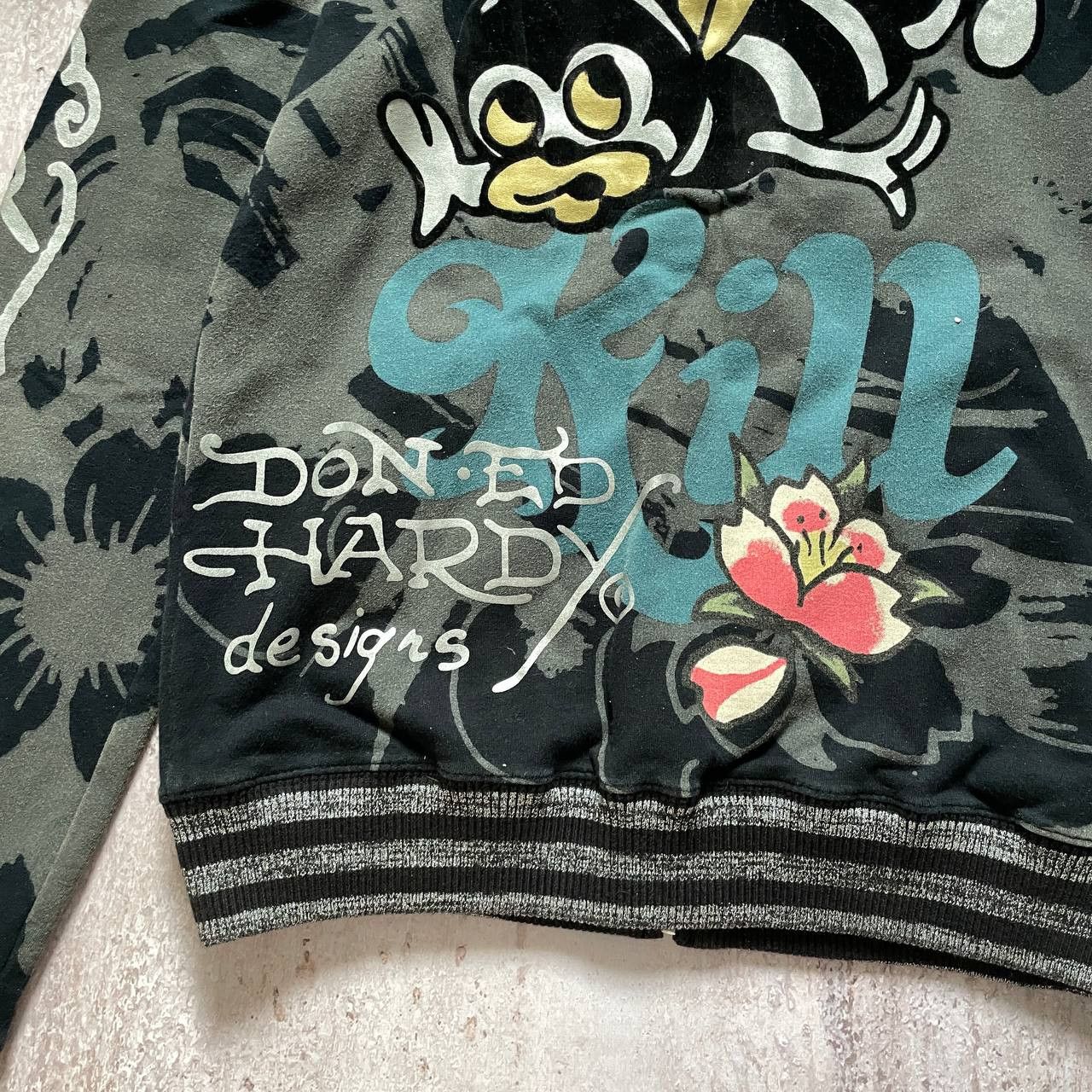 Ed Hardy VINTAGE Y2K ED HARDY ZIP PULLOVER ALL OVER PRINTED Size S / US 4 / IT 40 - 7 Thumbnail