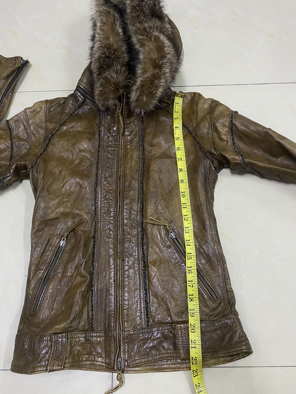 14th Addiction 14th Addiction Fur Hooded Leather Jacket Size US XS / EU 42 / 0 - 18 Thumbnail
