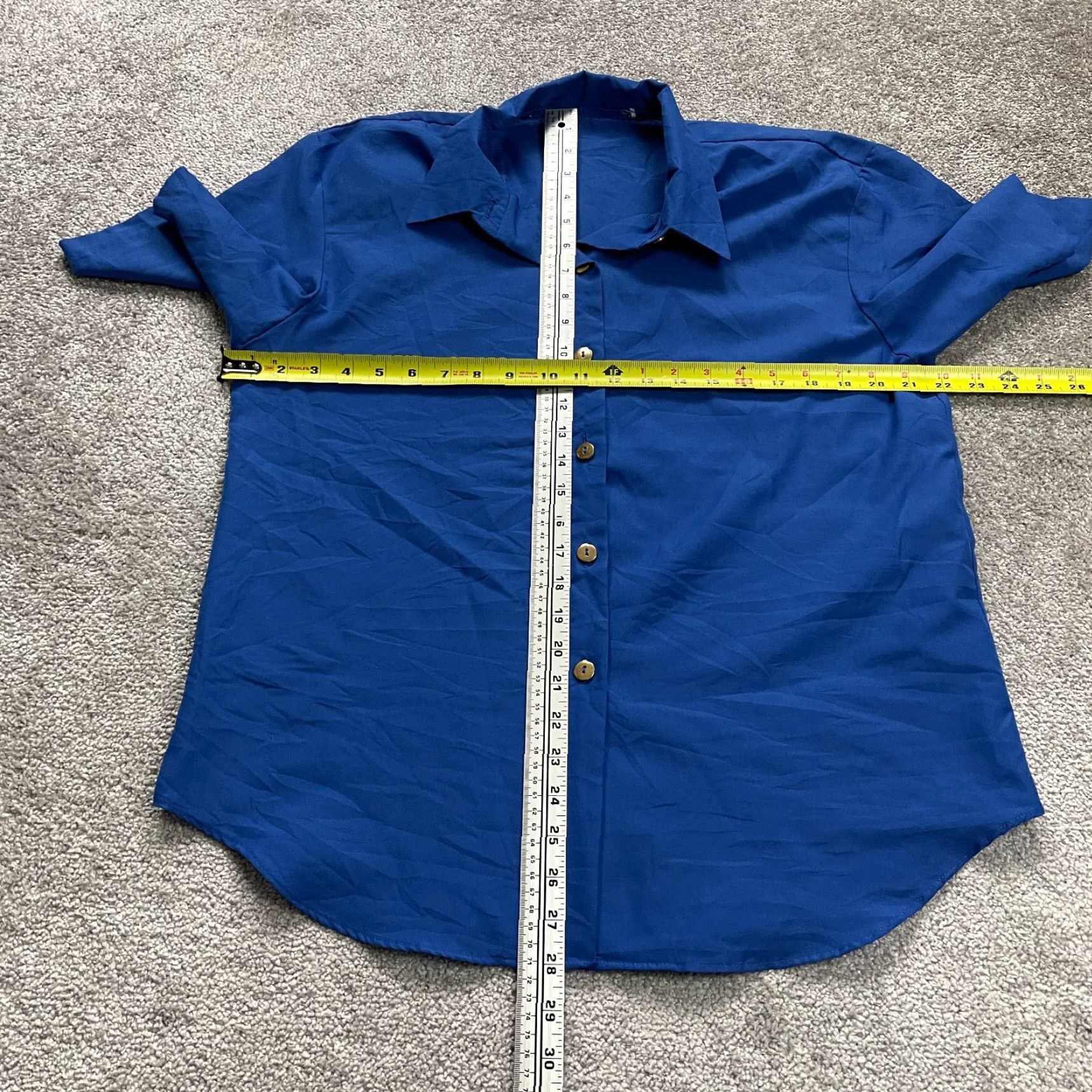 Vintage Unbranded Button Down shirt Womens Large Royal Blue Short Sleeve Business Casual Size L / US 10 / IT 46 - 3 Thumbnail