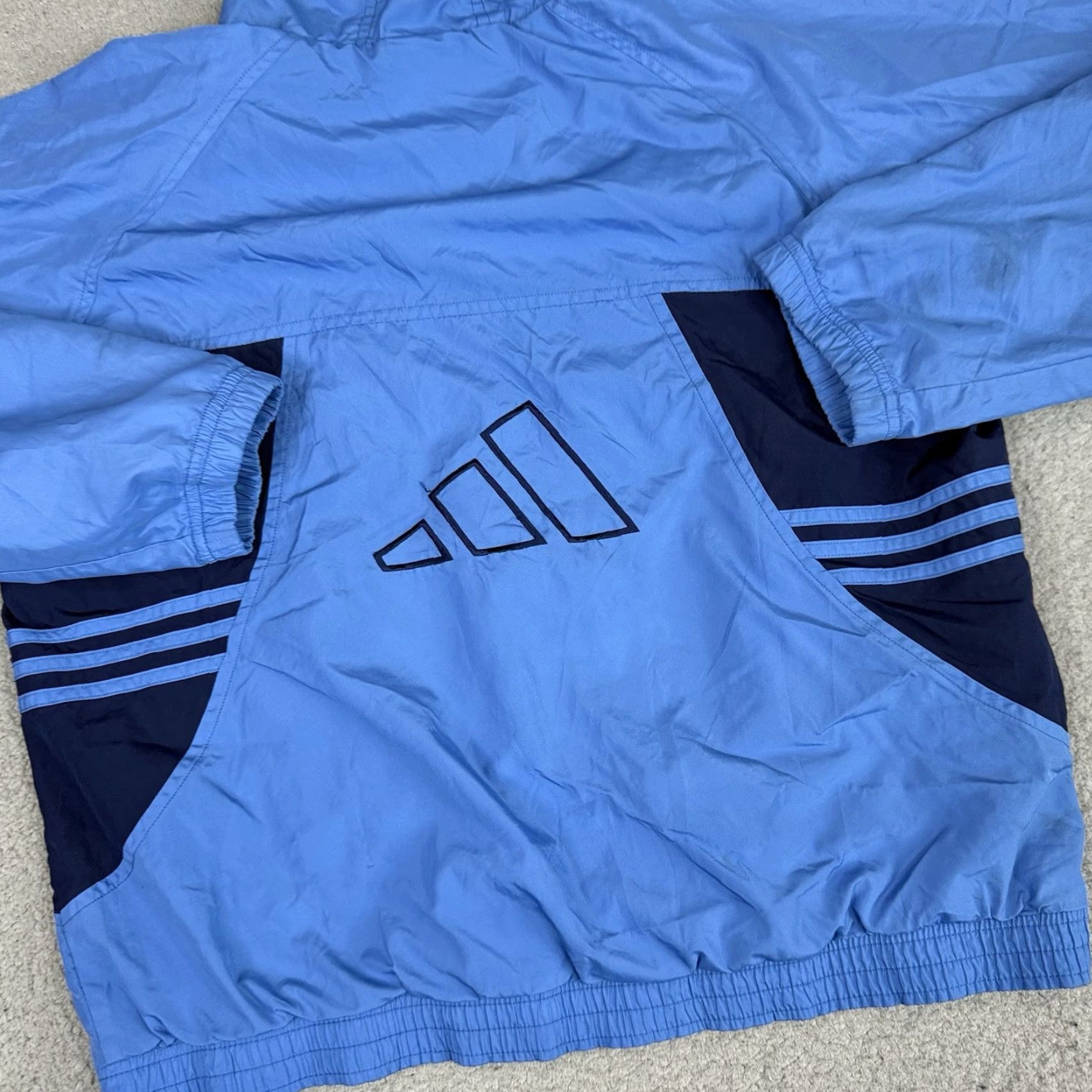 Adidas VINTAGE adidas Jacket Mens M Blue Trefoil Embroidered Windbreaker Zip 00s Soccer Sports Full Zip Lined All Seasons Narrow to Windbreaker Size US M / EU 48-50 / 2 - 7 Thumbnail
