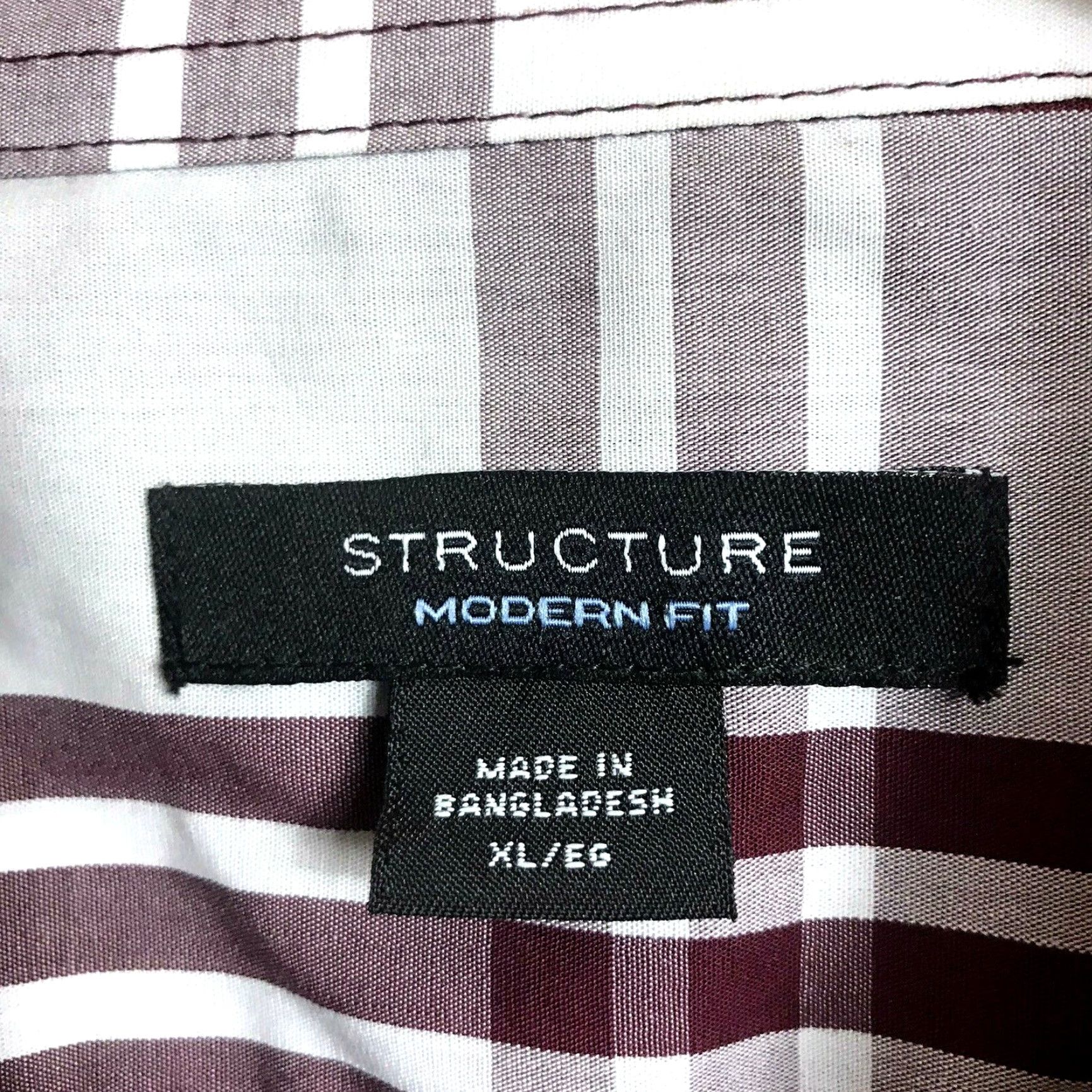 Vintage Structure Shirt Mens XL Long Sleeve Wine Plaid Modern Fit Button Up 100% Cotton Size US XL / EU 56 / 4 - 2 Thumbnail
