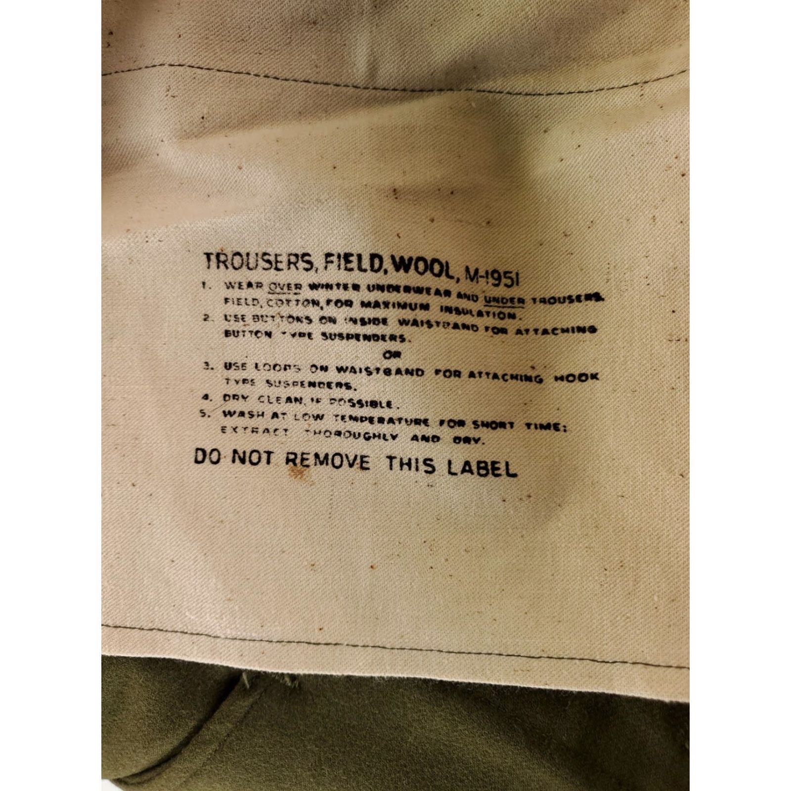 Olive M51 M-1951 100% Wool Pants Olive Green Mens M 34x30 US Army Military Regular Pants Mens Size US 34 / EU 50 - 4 Thumbnail