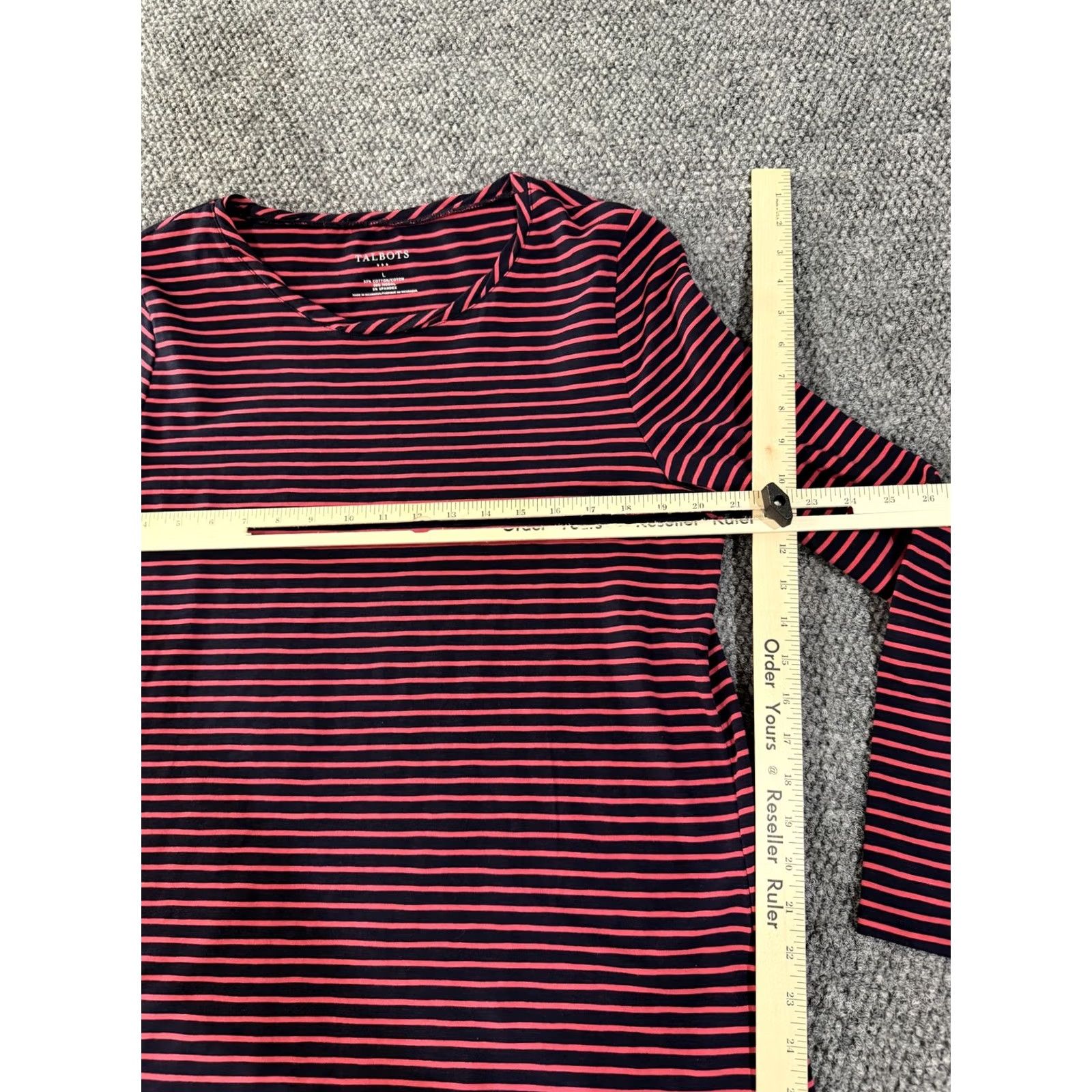 Talbots Talbots Shirt Womens L Blue Stripe Crew Neck Long Sleeve Stretch Tee Top Size L / US 10 / IT 46 - 4 Thumbnail