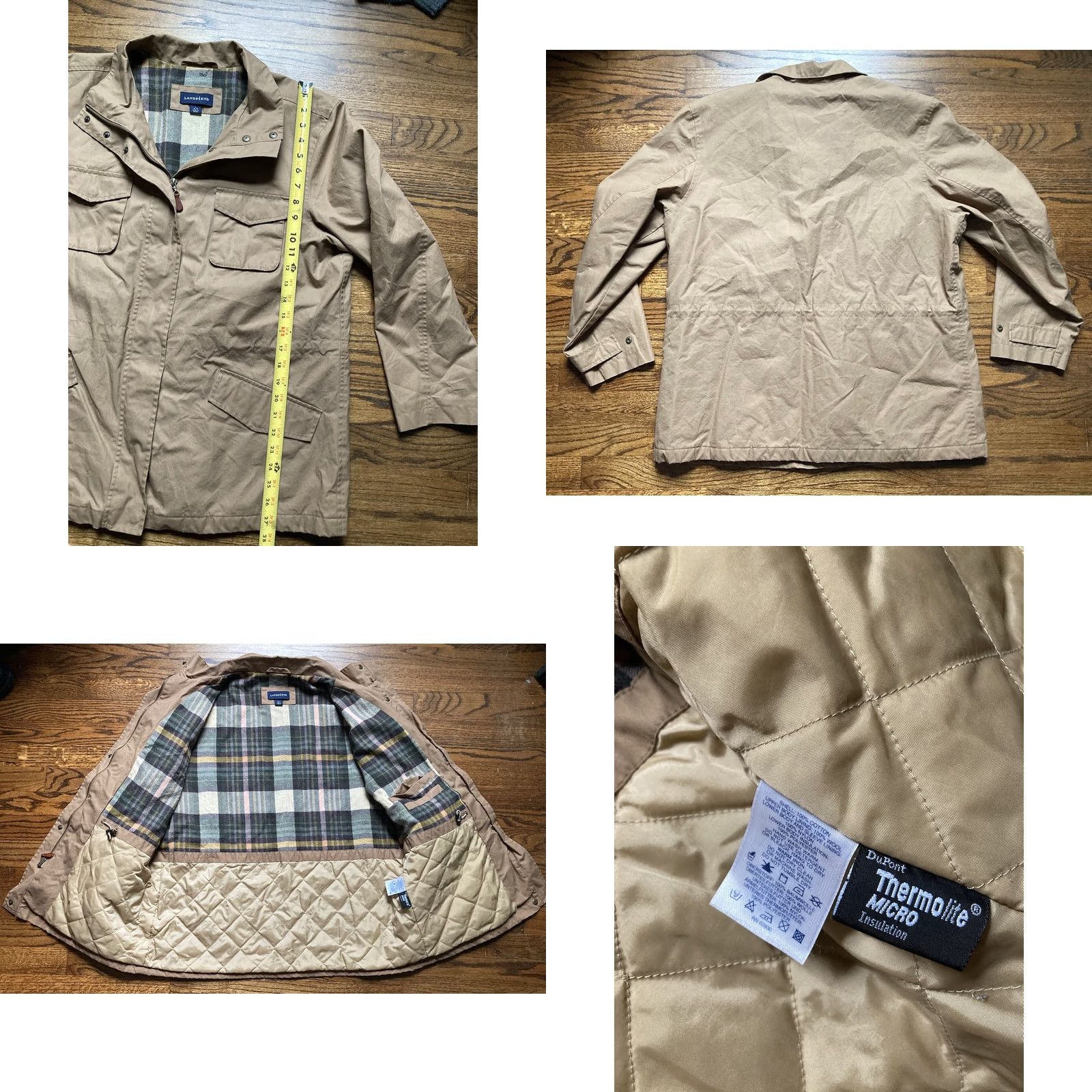 Lands' End VINTAGE Lands End Barn Chore Jacket Large Beige Plaid Wool Lined Insulated Mens Size US L / EU 52-54 / 3 - 8 Thumbnail
