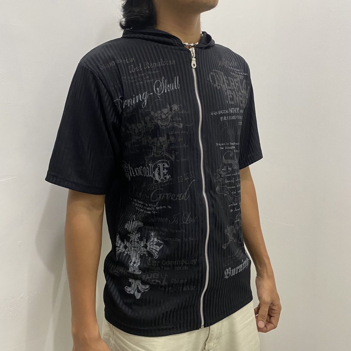 Beauty Beast × Japanese Brand × Le Grande Bleu (L.G.B.) Beaumere Burning Skull Poem Stripes Hoodie Japanese Style Size US L / EU 52-54 / 3 - 1 Thumbnail