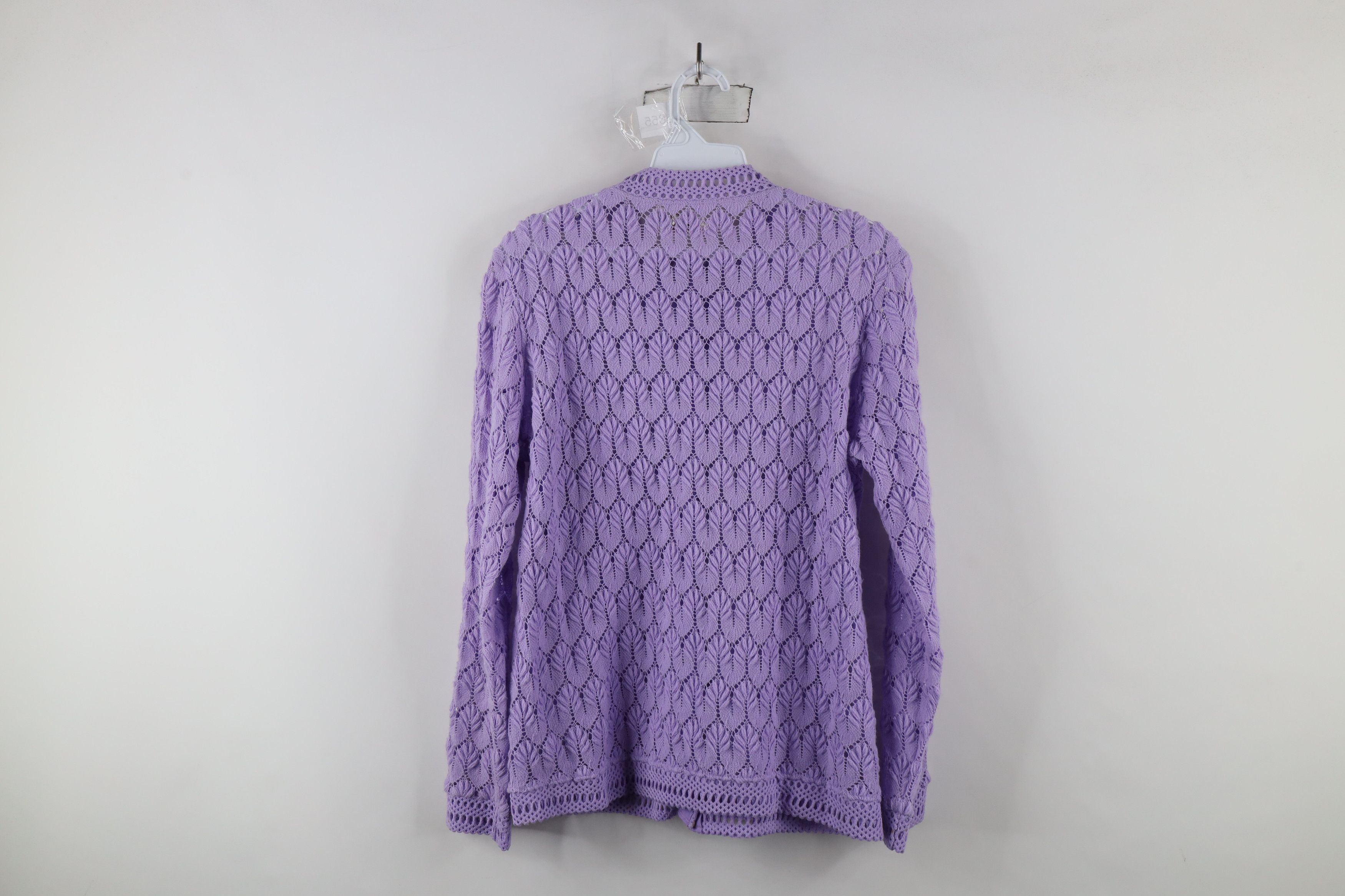 Vintage Vintage 60s Streetwear Crochet Knit Cardigan Sweater Purple Size XS / US 0-2 / IT 36-38 - 11 Thumbnail