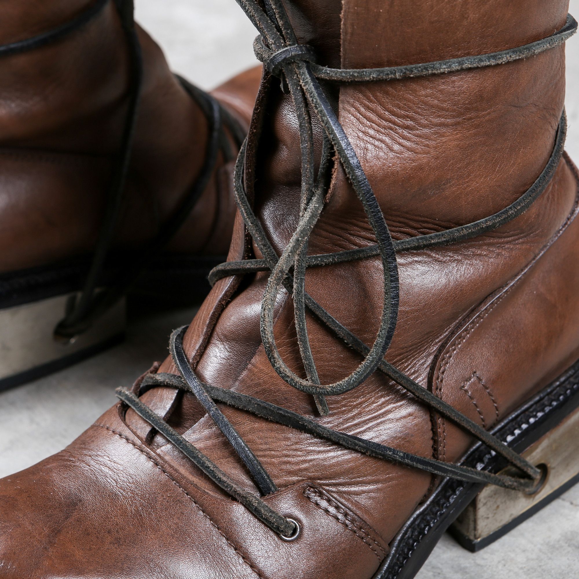 Dirk Bikkembergs Dirk Bikkembergs Brown Metal Lace Through Heel Boots Size 40 Size US 8 / EU 41 - 6 Thumbnail