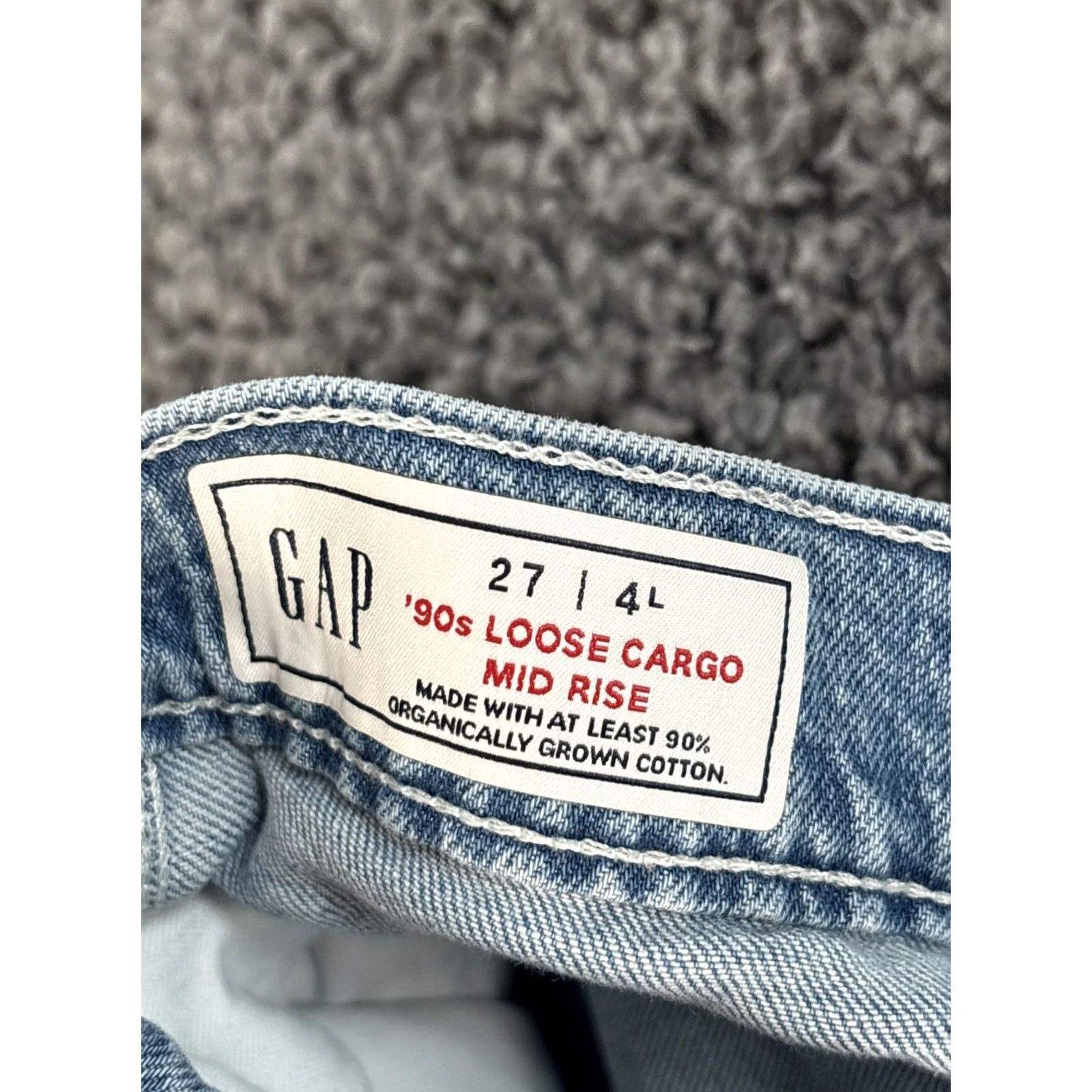 Gap GAP Jeans Womens 27x30 4L Cargo 90s Loose Mid Rise Denim Light Wash Blue Wide-Leg Jeans Womens Size 27" / US 4 / IT 40 - 6 Thumbnail
