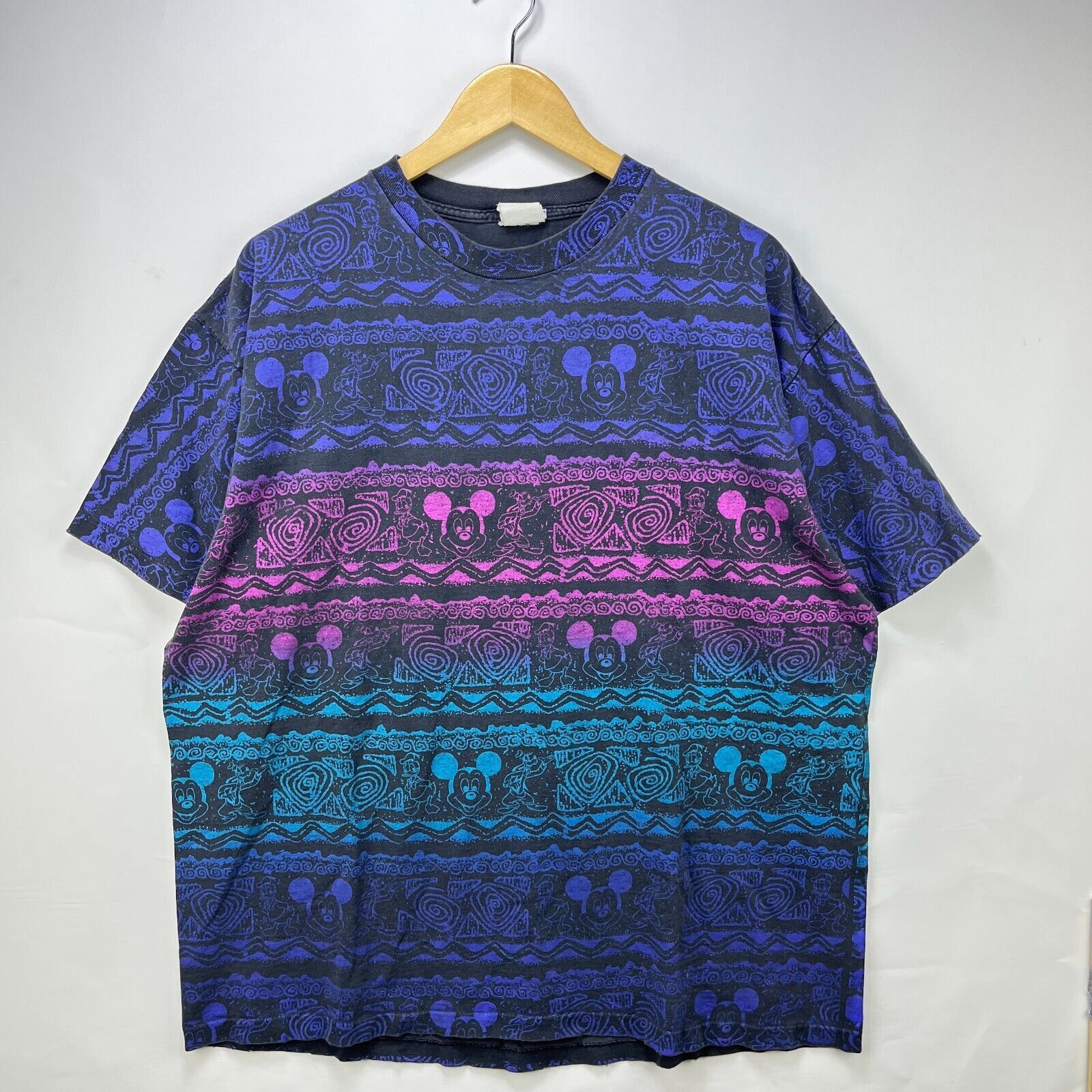 Vintage 90s Mickey Mouse All Over Print Trippy T-Shirt OSFA