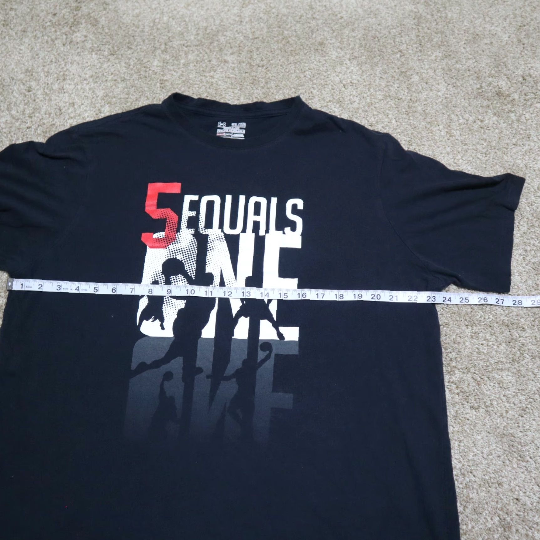 Under Armour Under Armour Heatgear Shirt T-Shirt Mens 2XL Black USA 5 Equals One Crew Neck Short Sleeve Relaxed Fit Cotton Blend 2XL Mens Size US XXL / EU 58 / 5 - 4 Thumbnail