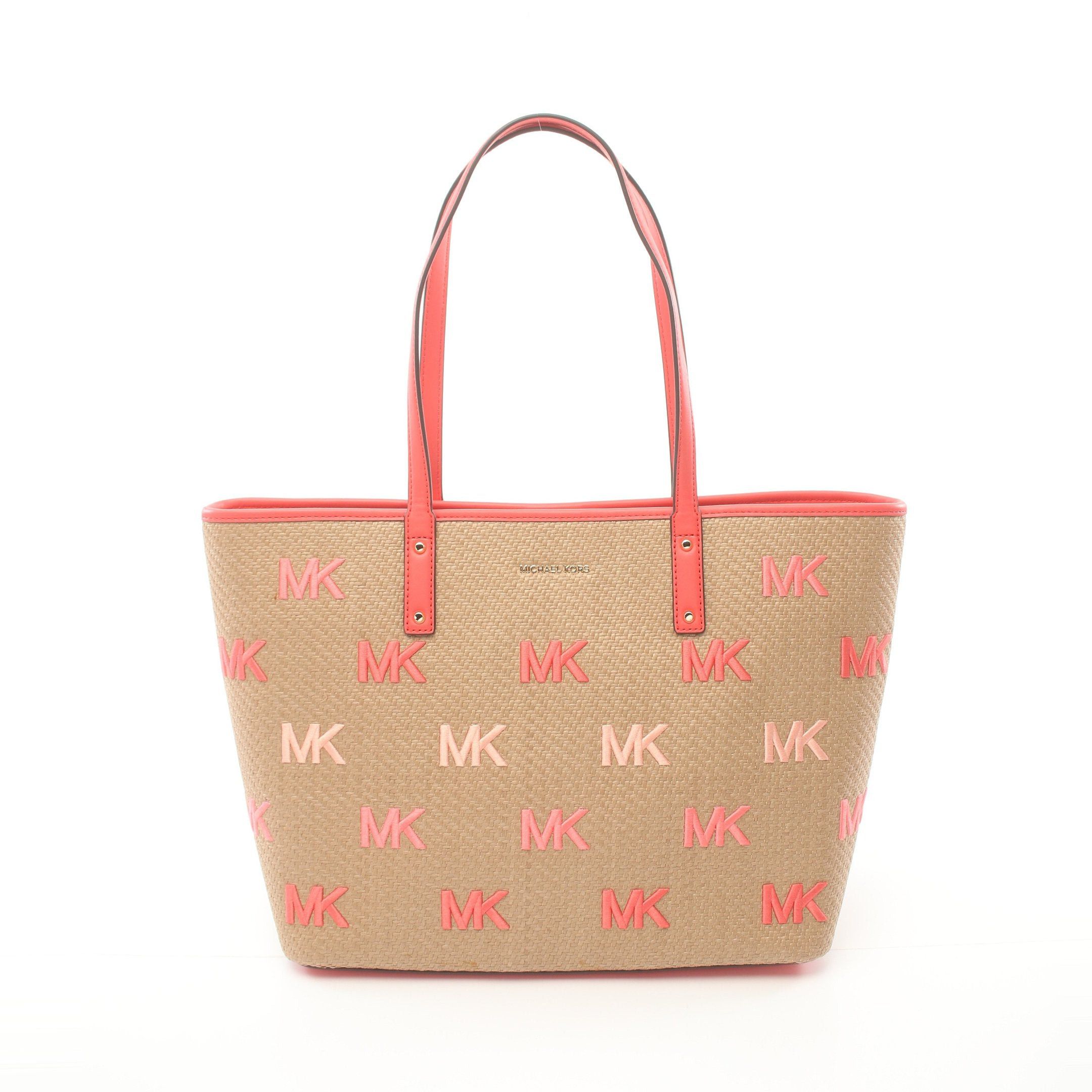 Michael Kors Michael Kors Carter Shoulder Bag Tote Straw Leather Beige Multicolor Size ONE SIZE - 1 Thumbnail
