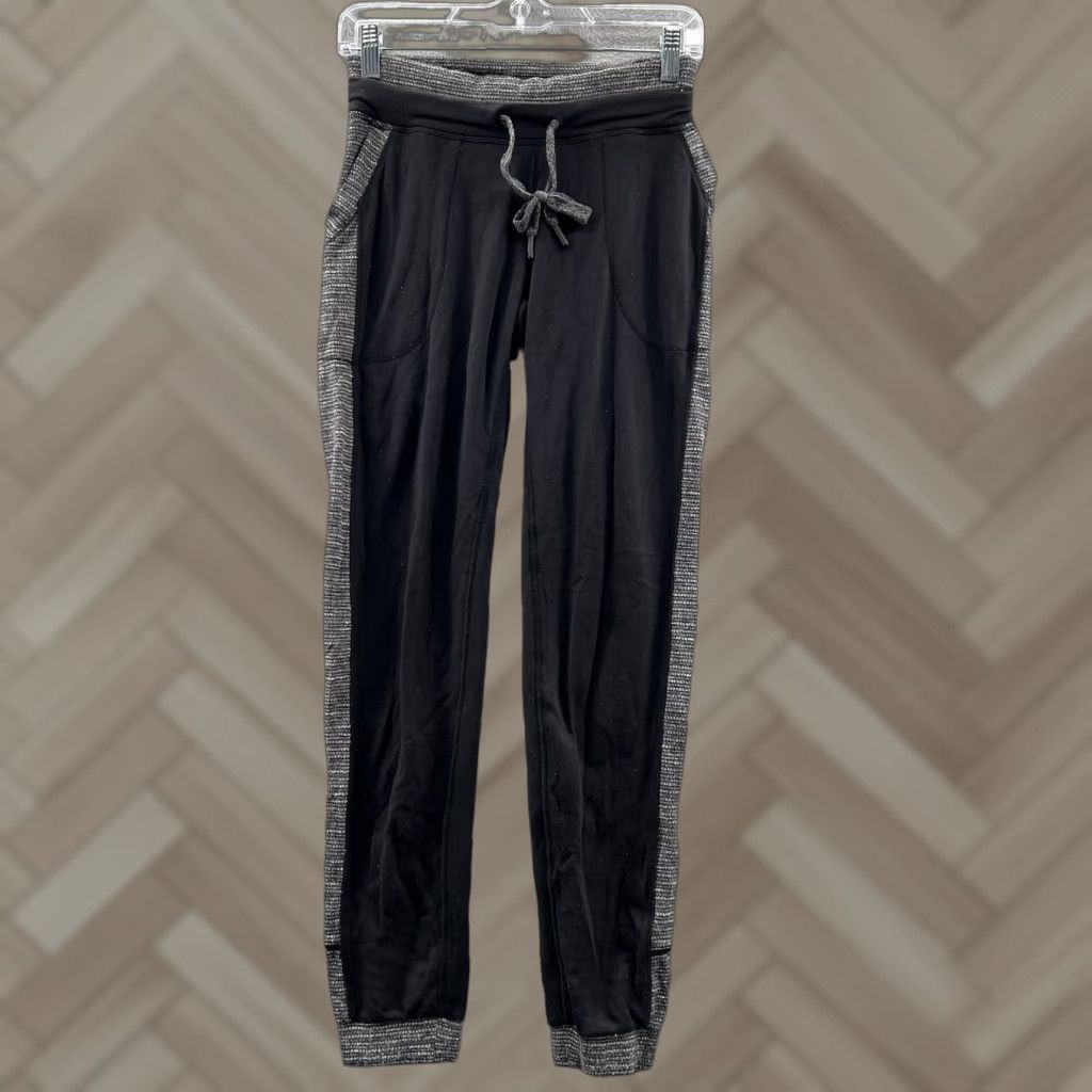 Lululemon Womens Jogger Pants Drawstring Black Spandex 2 Athletic (Size 26)