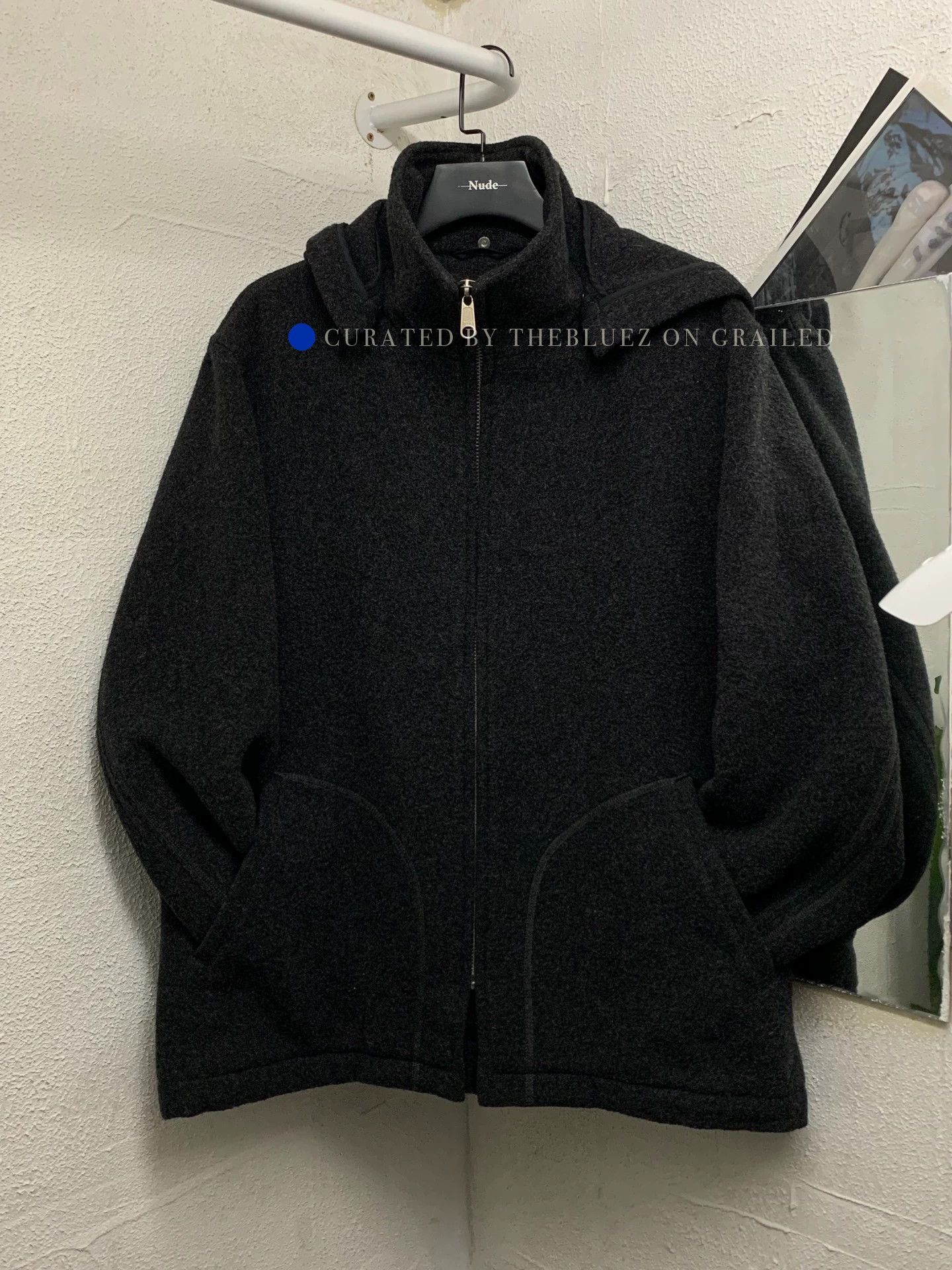 Yohji Yamamoto Black Wool Blend Hooded Jacket Size US M / EU 48-50 / 2 - 1 Thumbnail