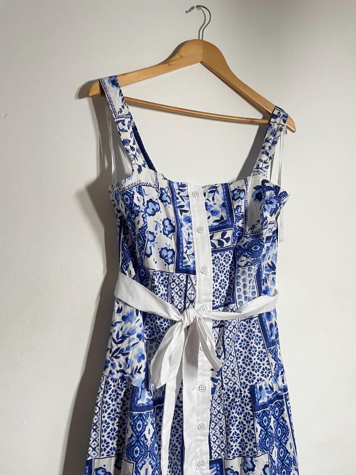 Other Kate Lily Blue White Tile Print Midi Sundress Size L BNWT Size L / US 10 / IT 46 - 2 Thumbnail