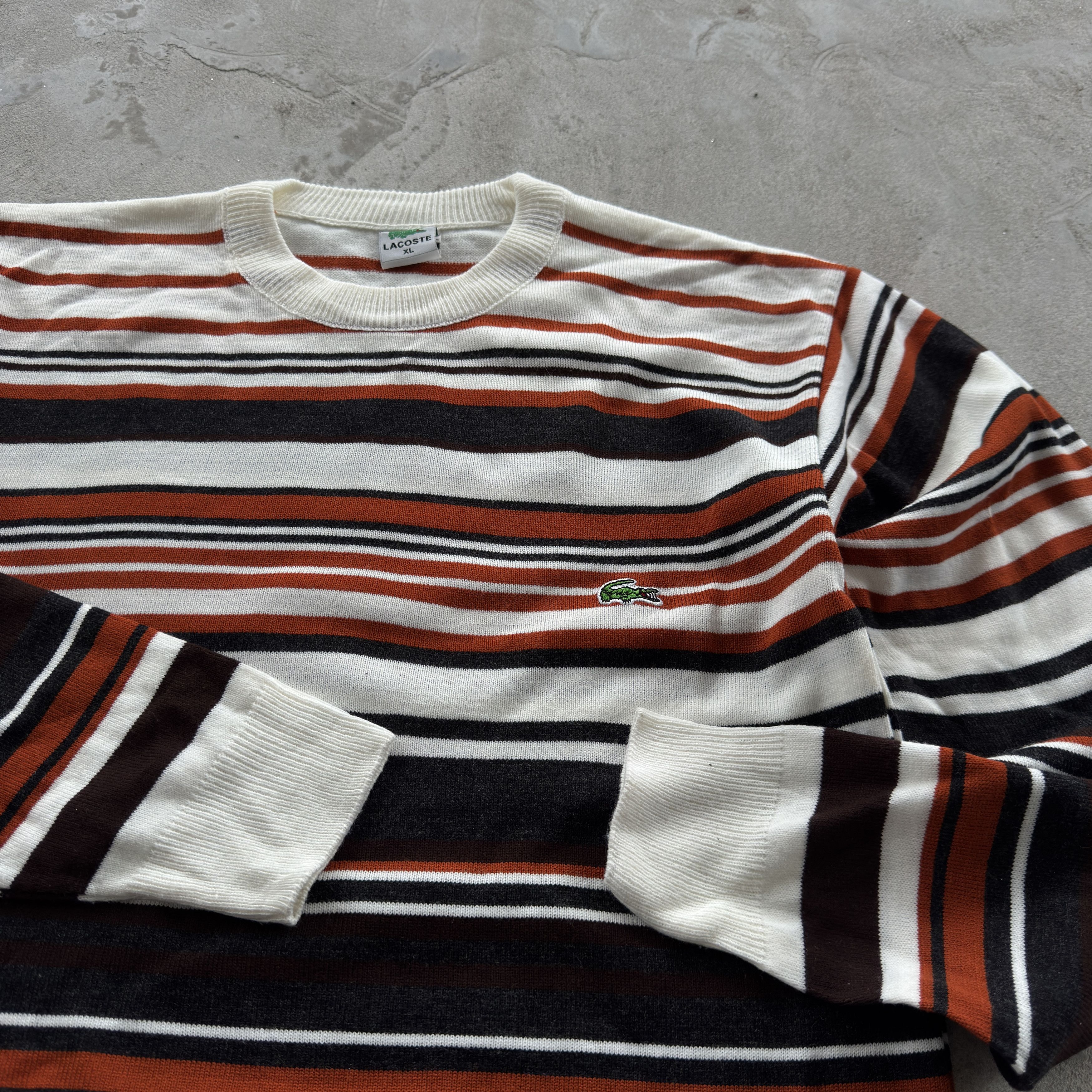 Lacoste Vintage Lacoste Crewneck Striped Sweater Size US XL / EU 56 / 4 - 4 Thumbnail