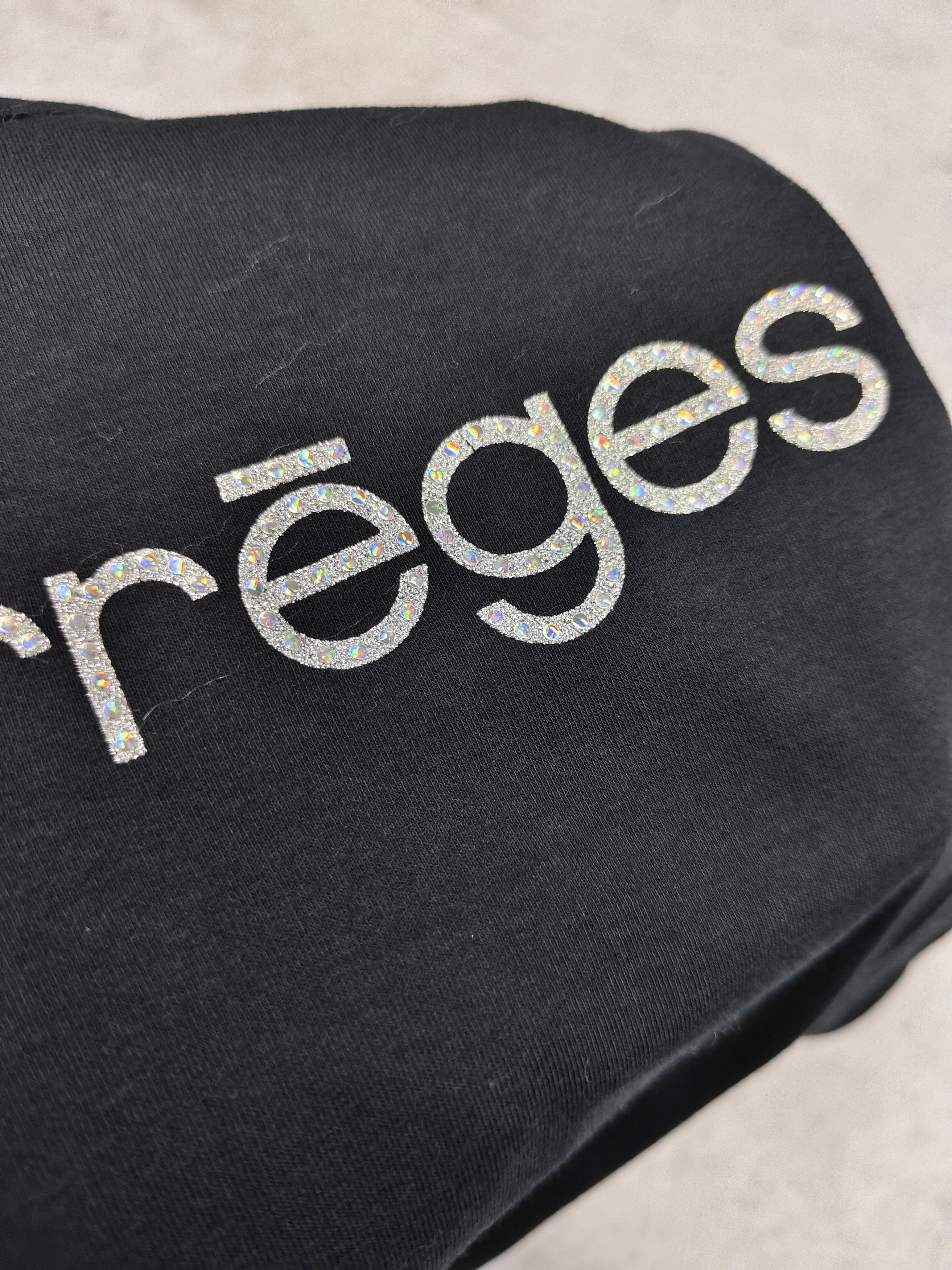 Courreges 00s Courrèges-Y2K Archive Luxury Rhinestone Logo Cropped Tee Size M / US 6-8 / IT 42-44 - 4 Thumbnail