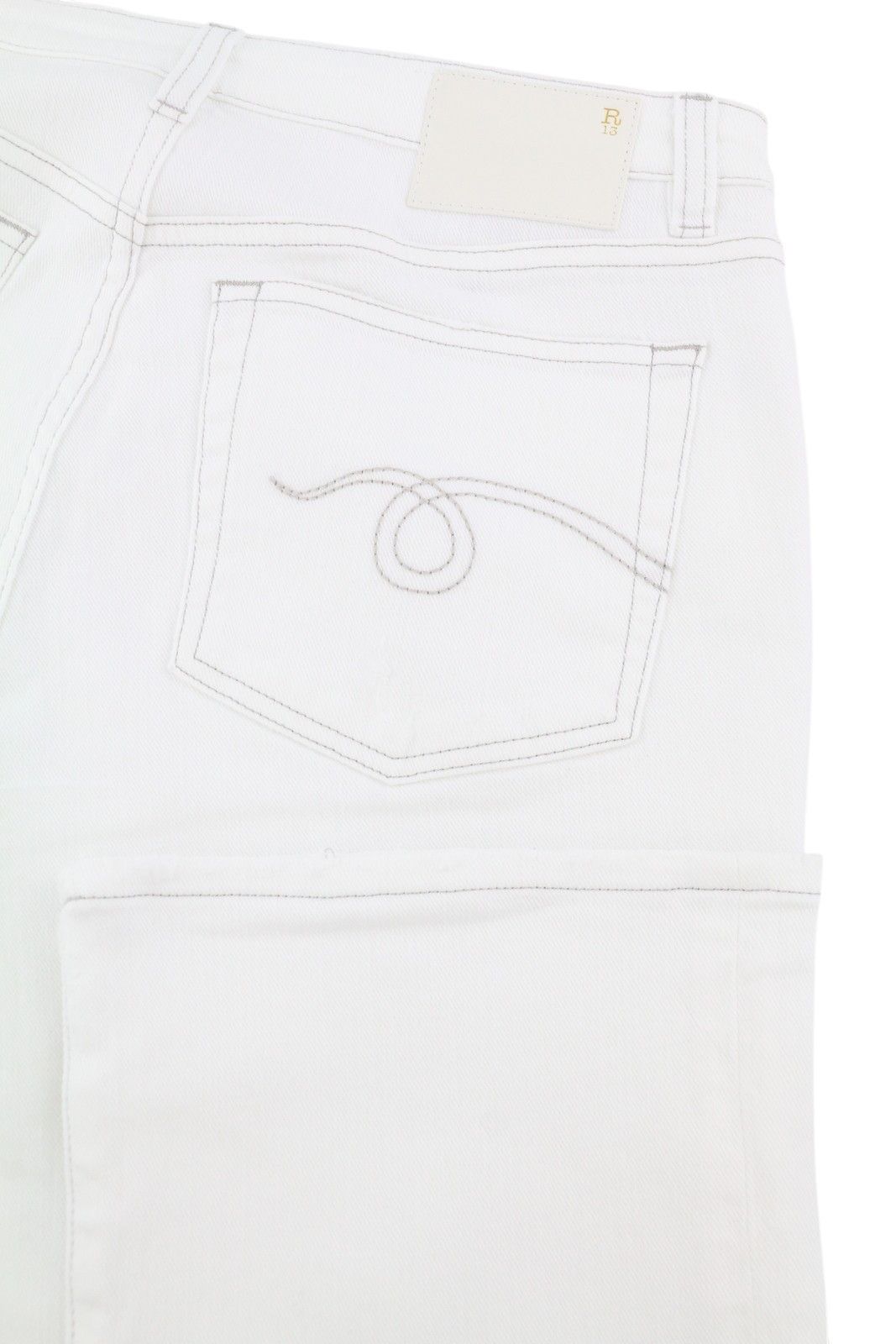R13 KICK FIT 29 Bale White Flared Cropped Light Denim 86254 Size 29" - 6 Thumbnail