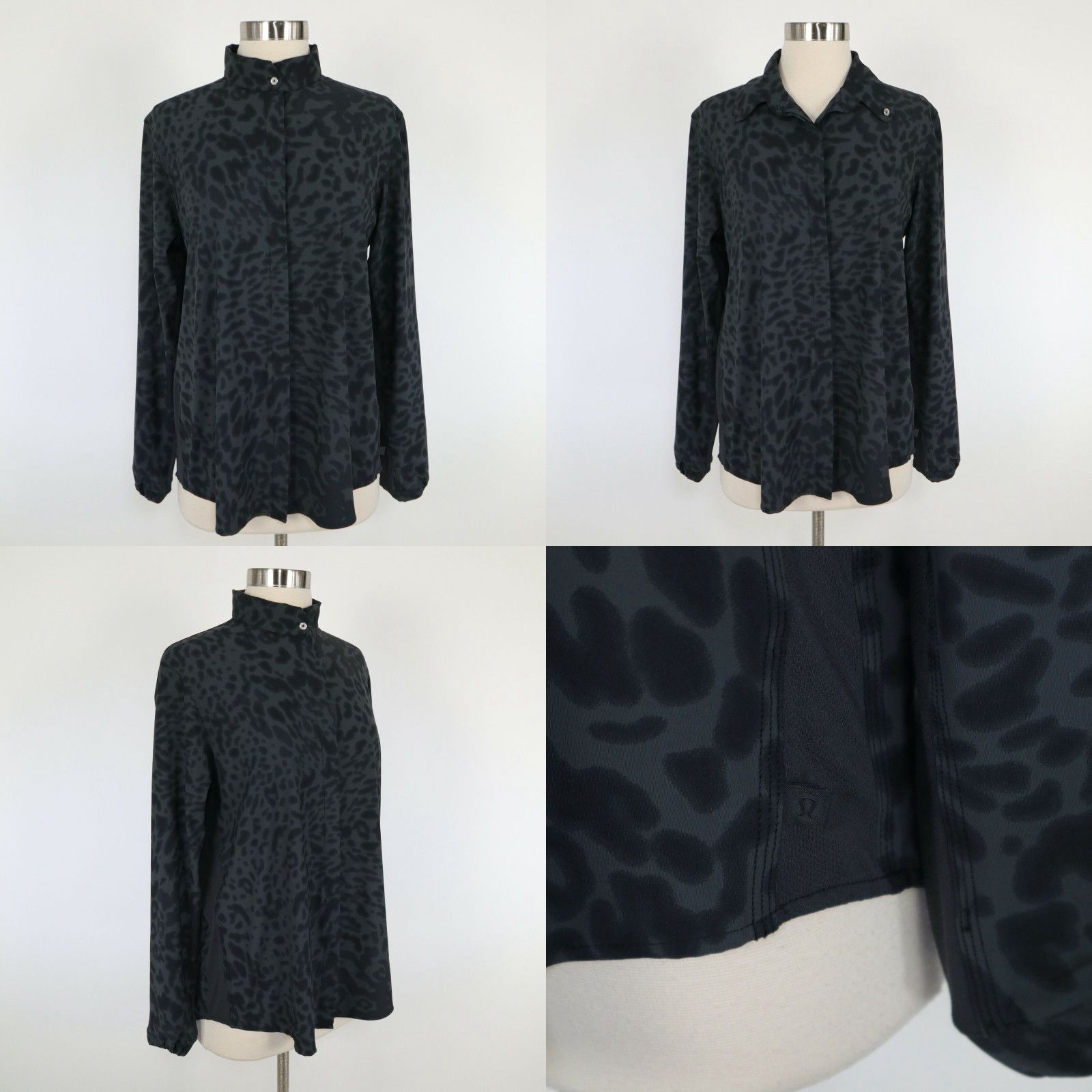 Lululemon Athletica Day Trip Black Animal Print Blouse discount Size Women's 4