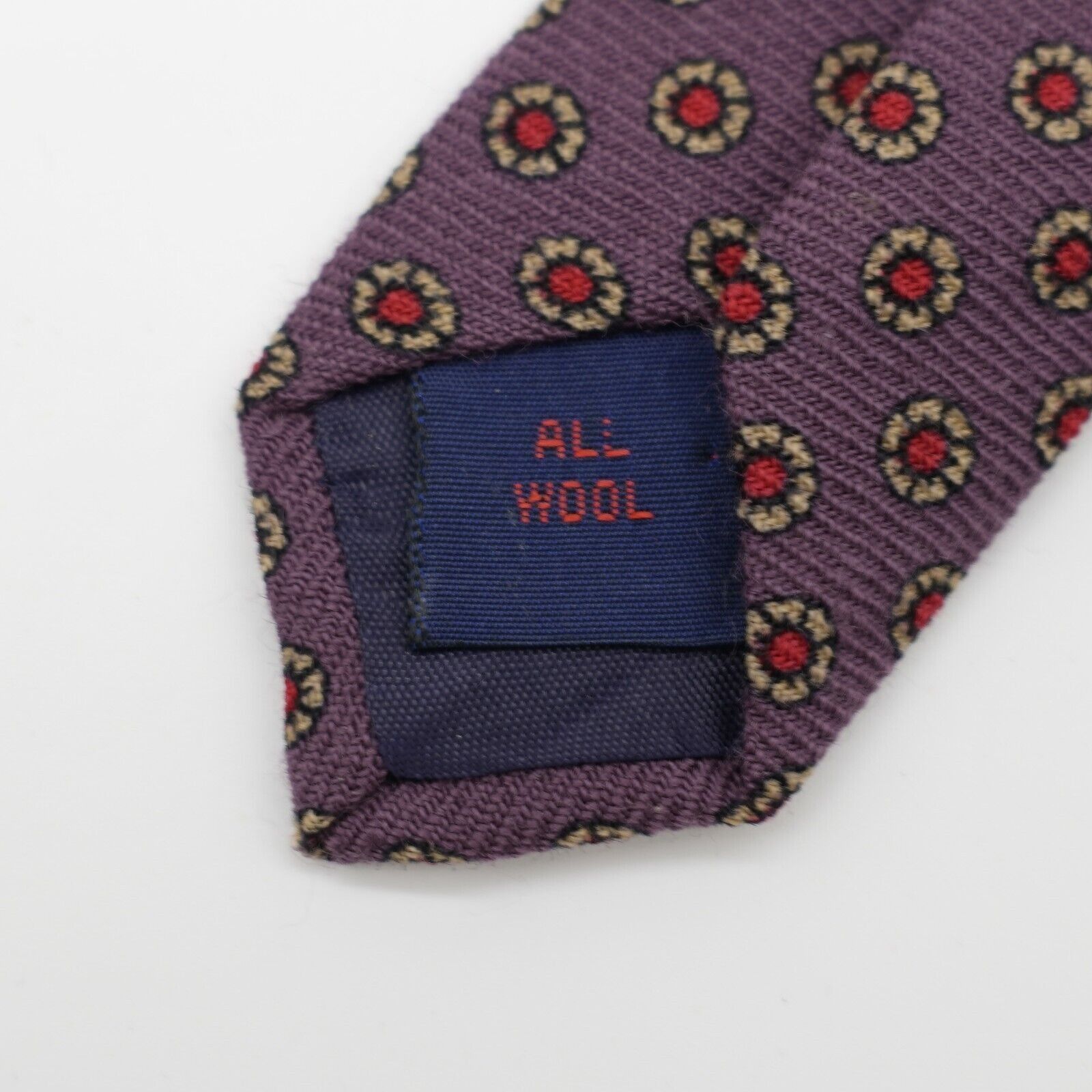 Designer Rooster Purple Red Geometric Floral Print Wool Tie Short Ski Size ONE SIZE - 4 Thumbnail