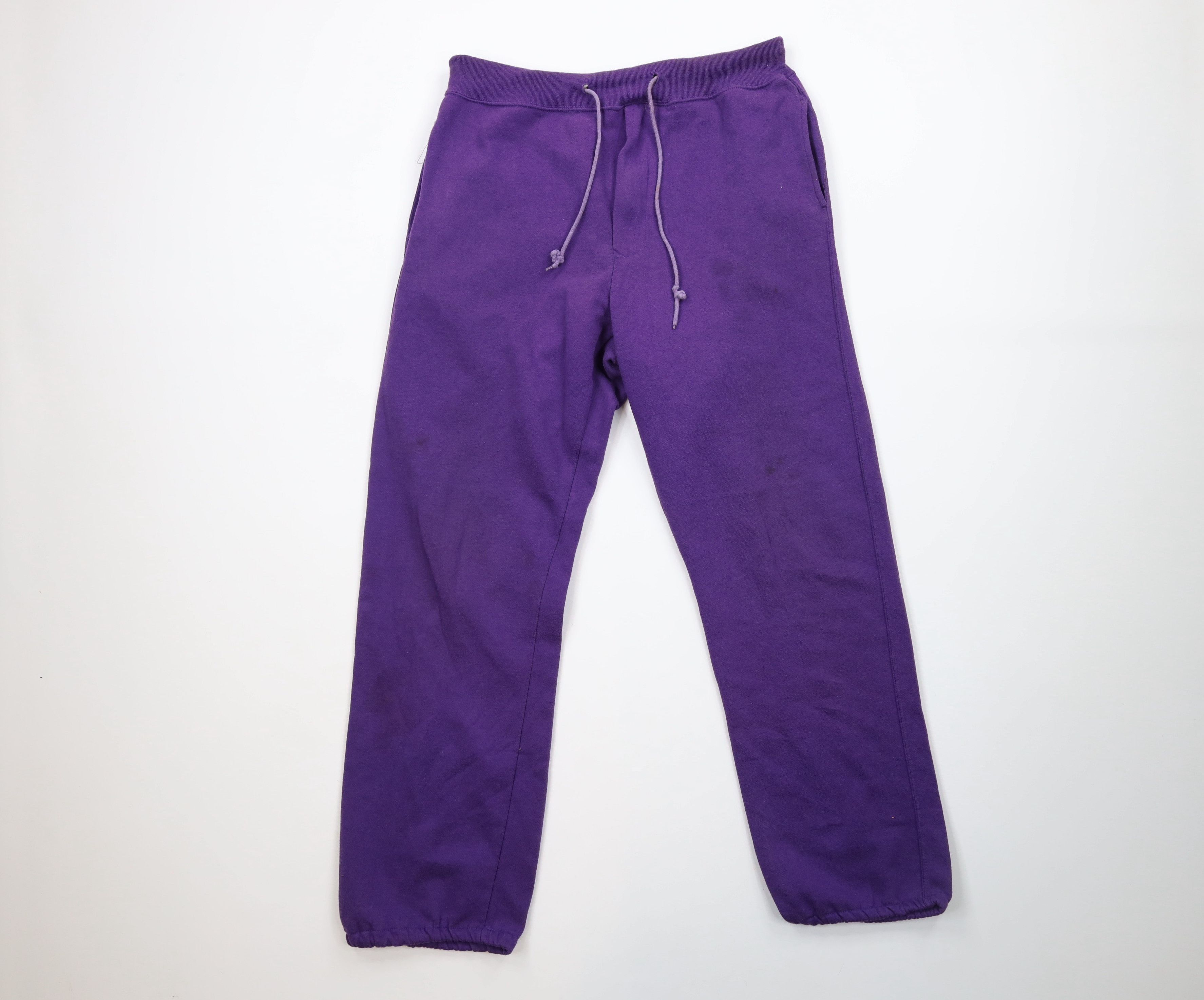 Vintage Vintage 90s Streetwear Distressed Blank Sweatpants Purple Size US 36 / EU 52 - 1 Thumbnail