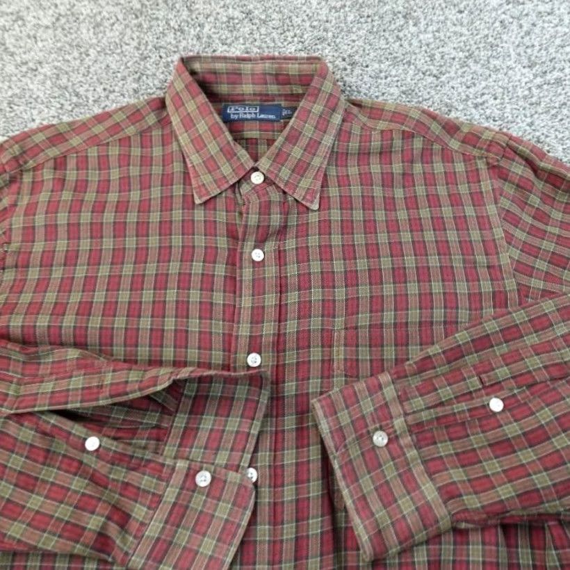 Polo Ralph Lauren VTG Polo Ralph Lauren Shirt Mens L Red Plaid Flannel Button-Down Long Sleeve 90s Size US L / EU 52-54 / 3 - 3 Thumbnail