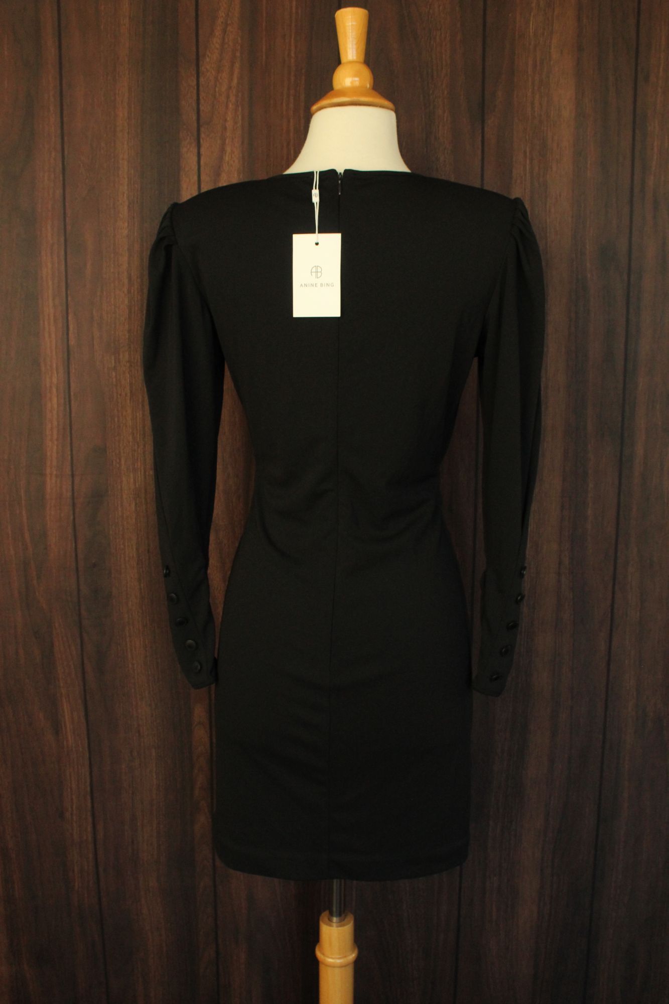Anine Bing Alaia Dress, New With Tags, Black Ruched Bodycon,