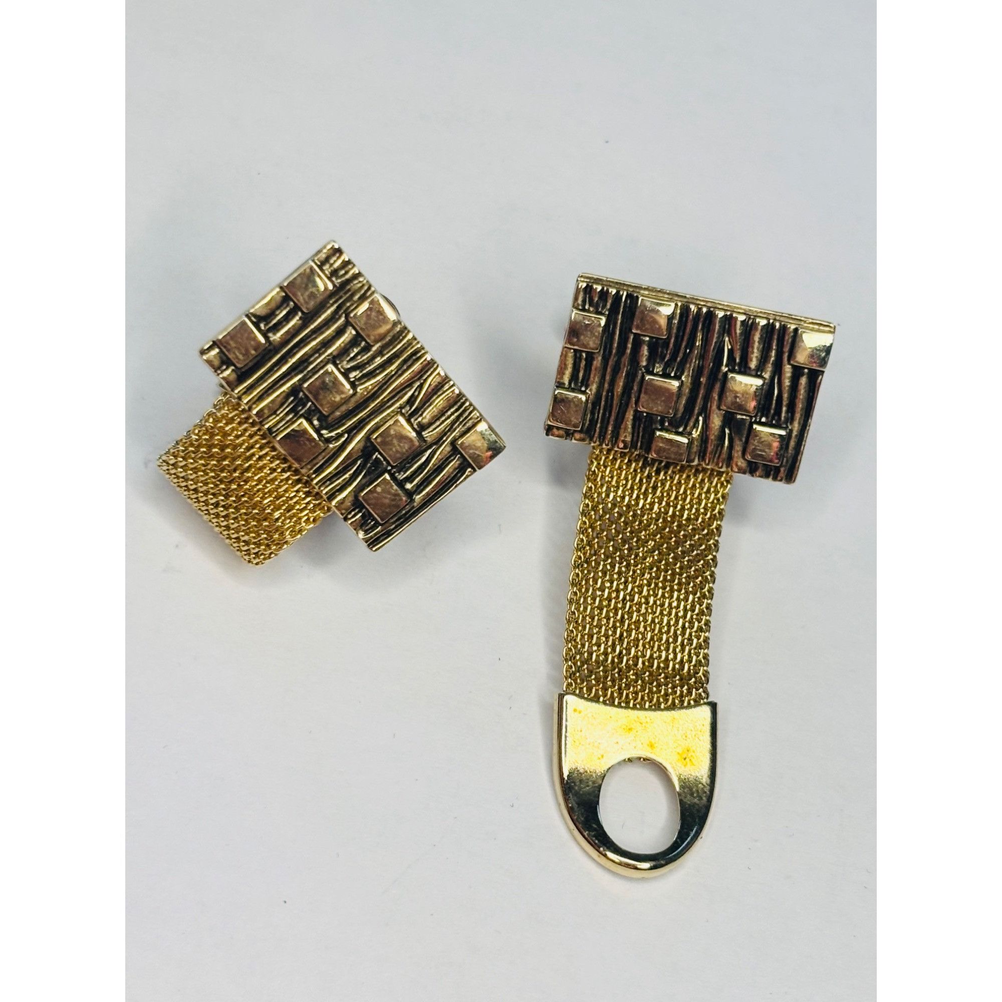 Other Vintage Anson Rectangular Bark Square Texture Gold Plated Wr Size ONE SIZE - 7 Thumbnail