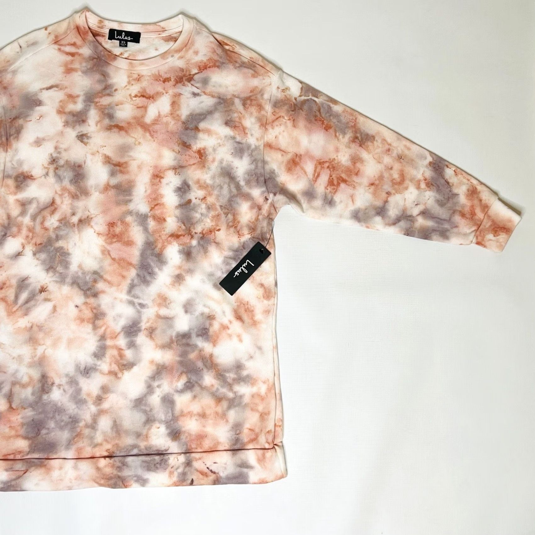 Lulus Lulus Dress XS Hang Loose Mini Sweatshirt Tie Dye Pink Gray Relaxed Fit Dress Shirts? Size XS / US 0-2 / IT 36-38 - 4 Thumbnail