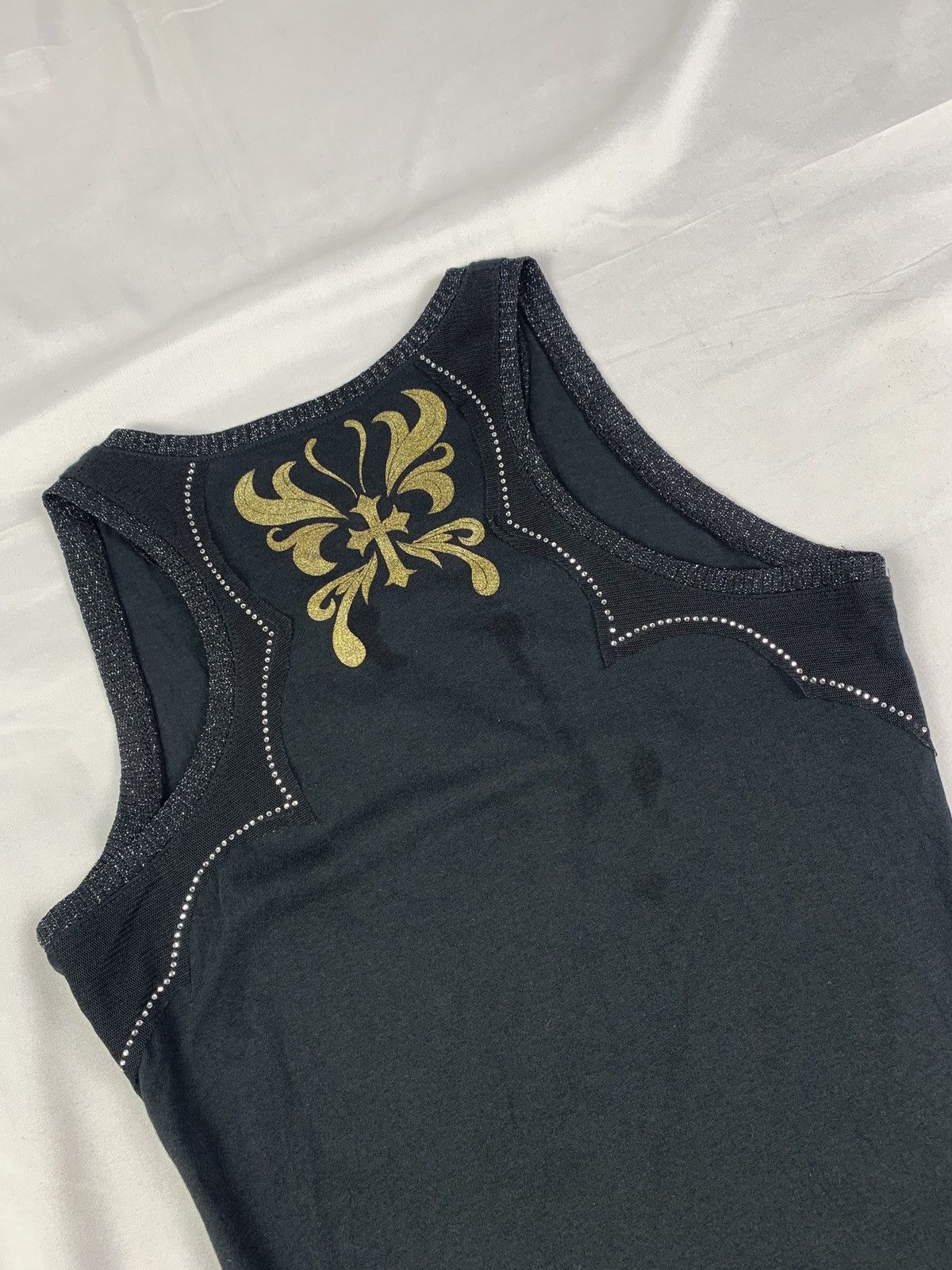 Japanese Brand y2k COOLA Japan Black Glittery Cross Rhinestones Top Size S / US 4 / IT 40 - 7 Thumbnail
