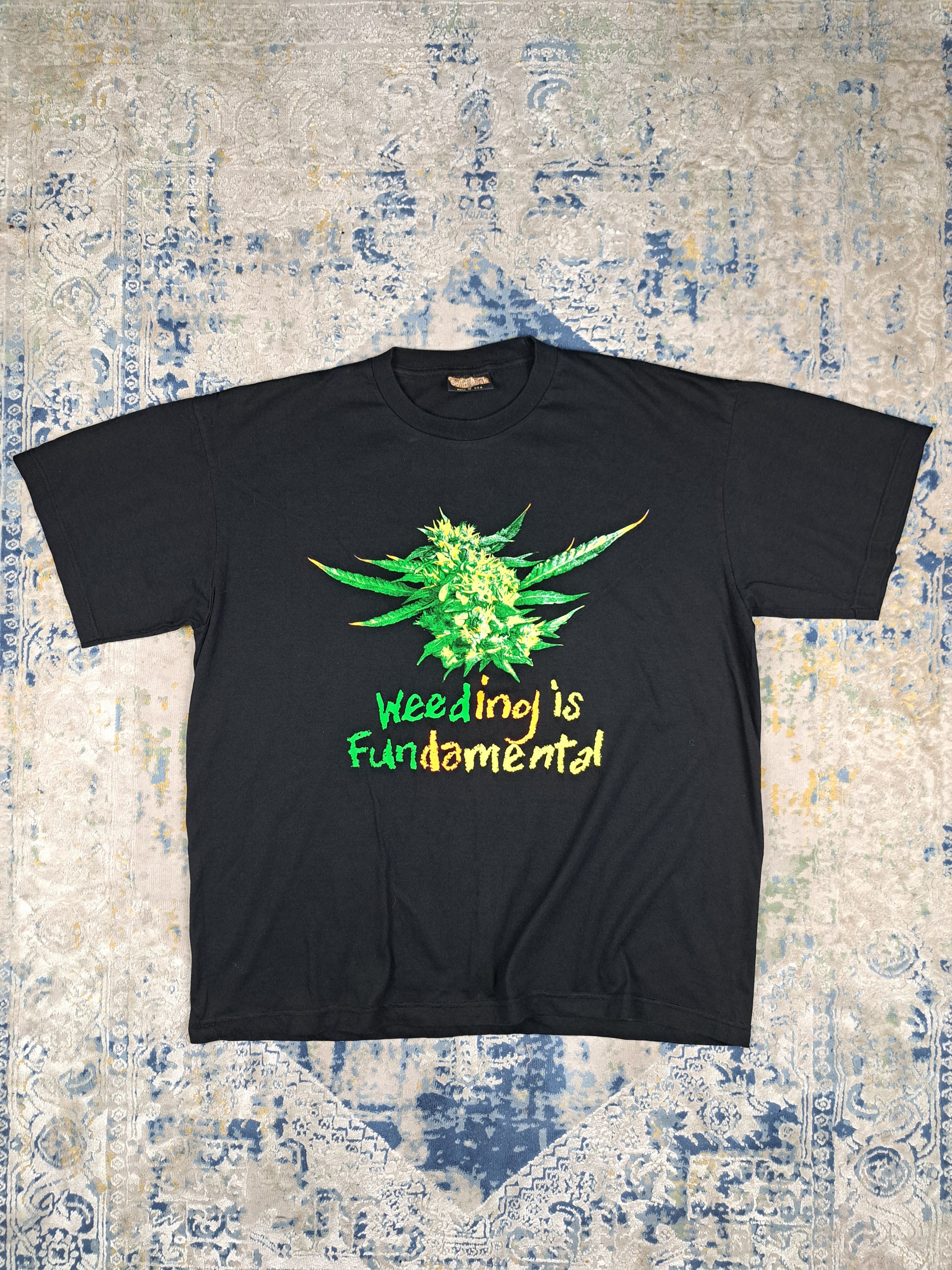 Vintage Vintage 90s Weeding is Fundamental Tee Marijuana Weed Pot Size US XL / EU 56 / 4 - 1 Thumbnail