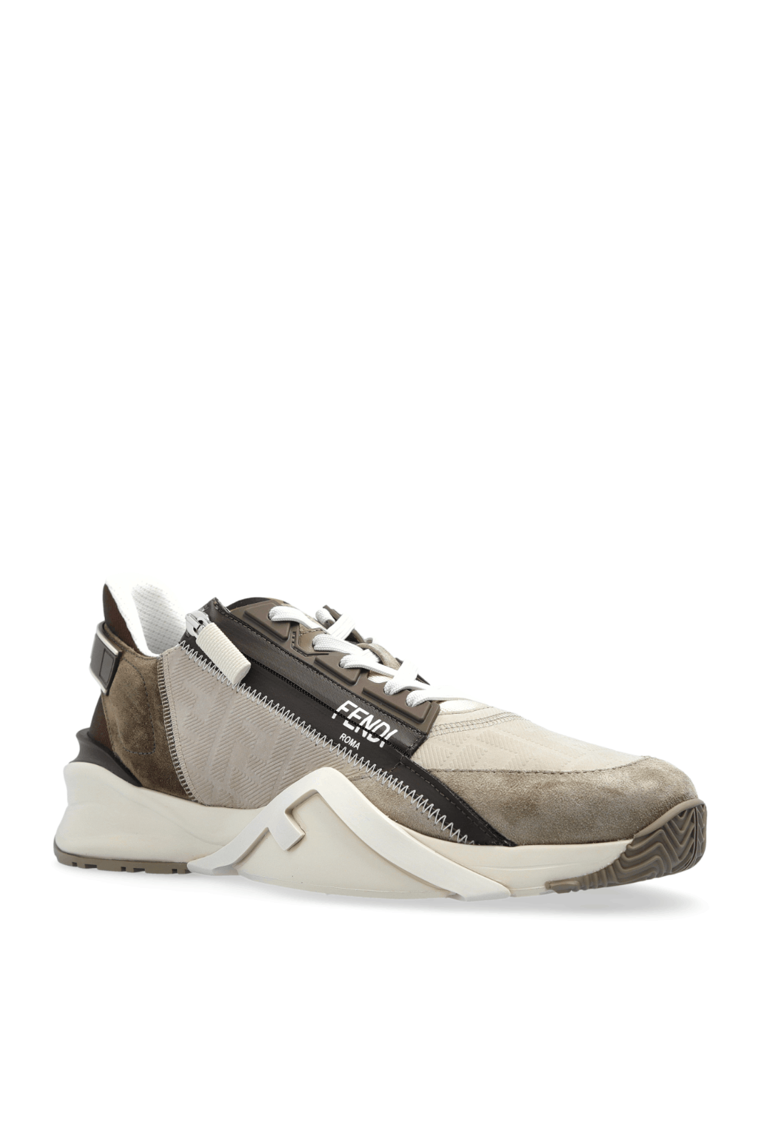 FENDI Flow $1190 Beige Leather Sneakers New & Authentic