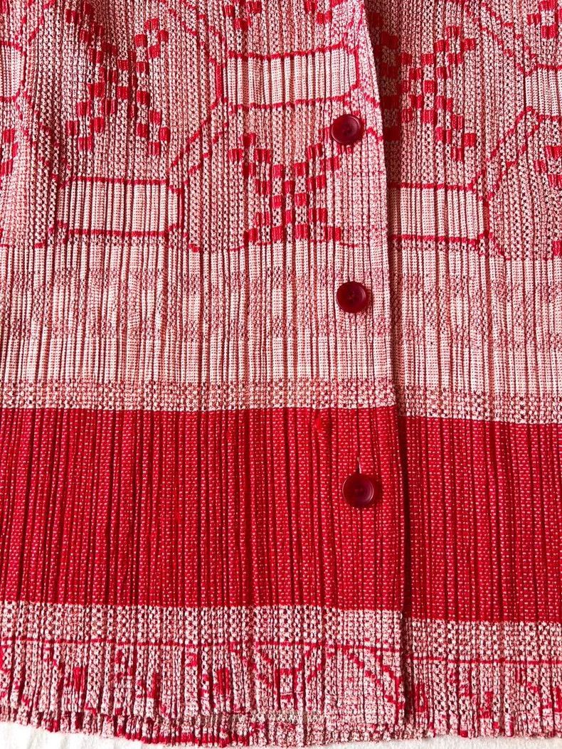 Issey Miyake Issey Miyake size:3 Red pleated short-sleeved cardigan Size M / US 6-8 / IT 42-44 - 4 Thumbnail