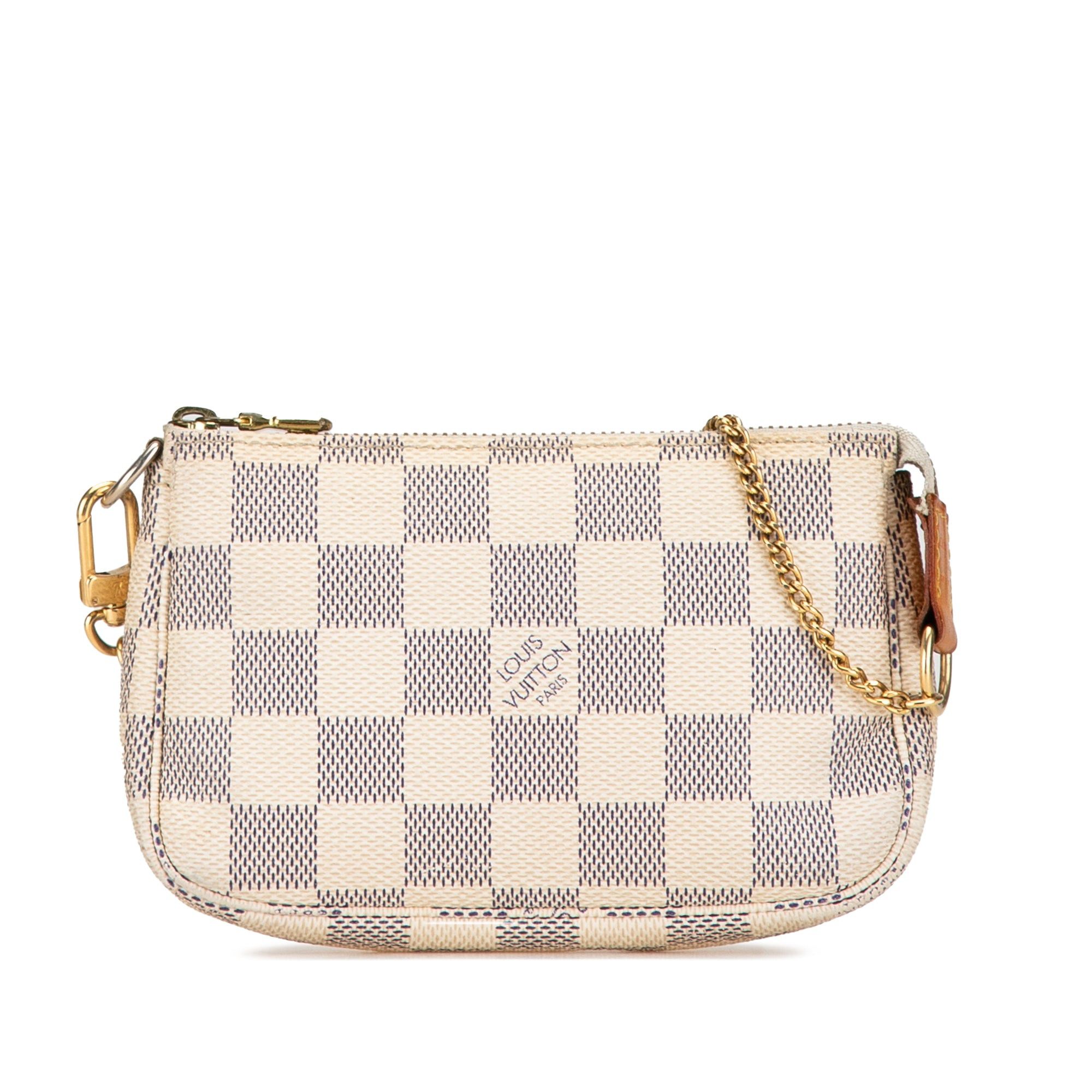 Louis Vuitton Louis Vuitton Damier Azur Mini Pochette Accessories White Size ONE SIZE - 1 Thumbnail