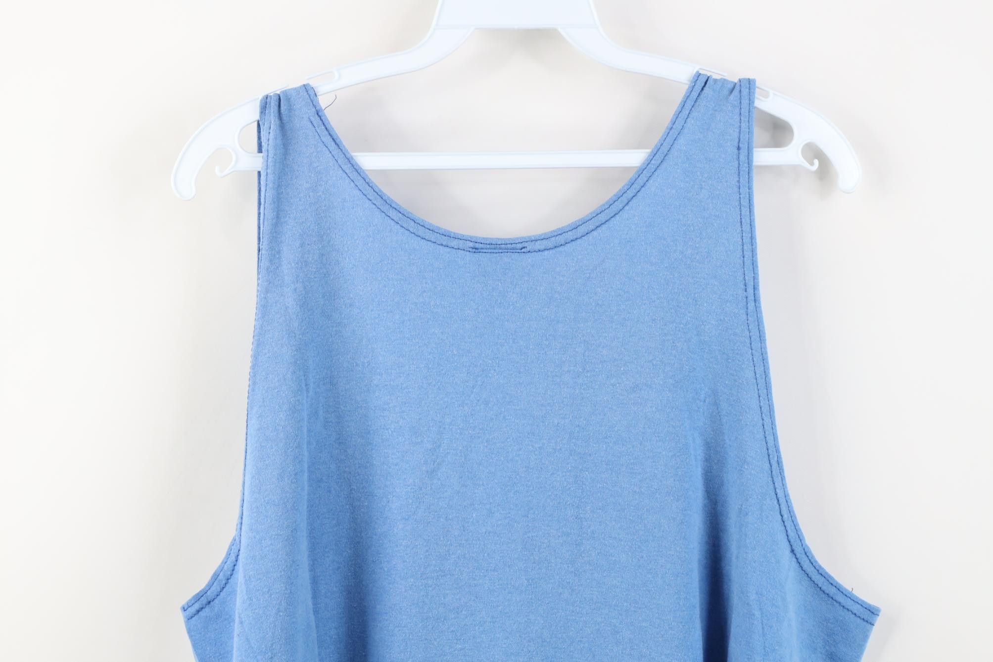 Vintage Vintage 90s Streetwear Faded Blank Tank Top T-Shirt Blue USA Size US L / EU 52-54 / 3 - 9 Thumbnail