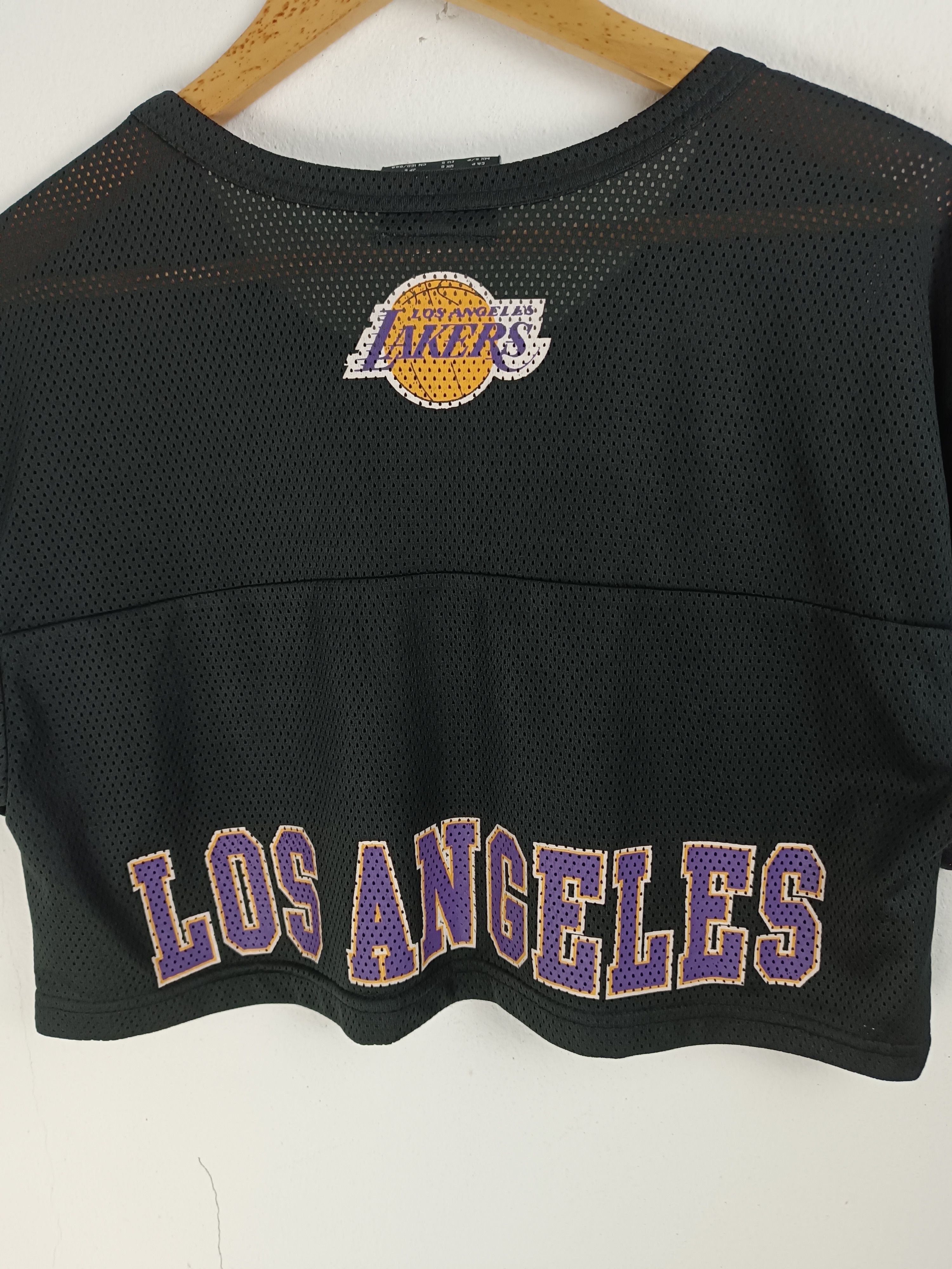 NBA VINTAGE Y2K LA LAKERS MESH NET CROP TOP NBA NFL MLB SPORTS Size S / US 4 / IT 40 - 12 Thumbnail