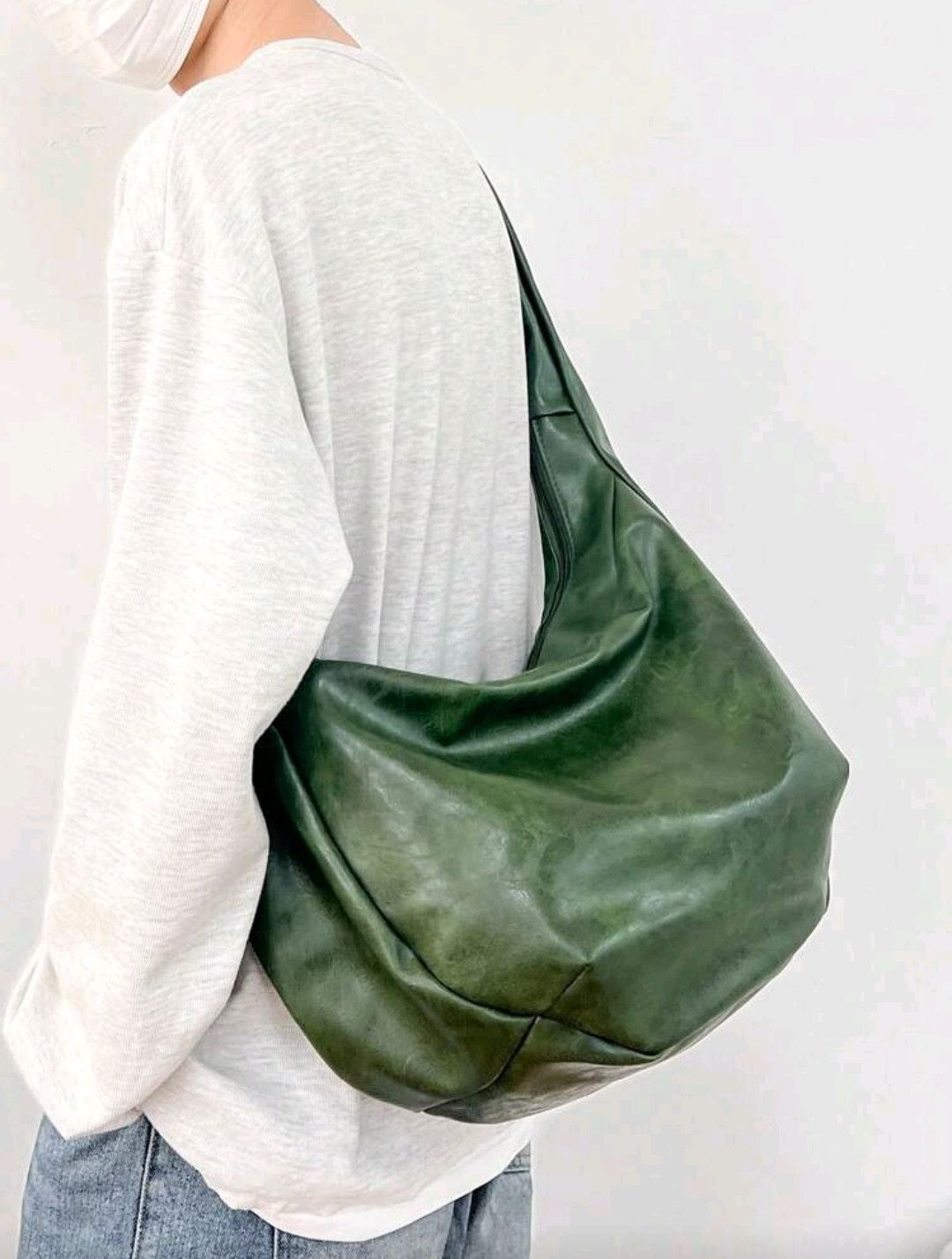 Japanese Brand Green PU material leather sling bag Size ONE SIZE - 3 Thumbnail