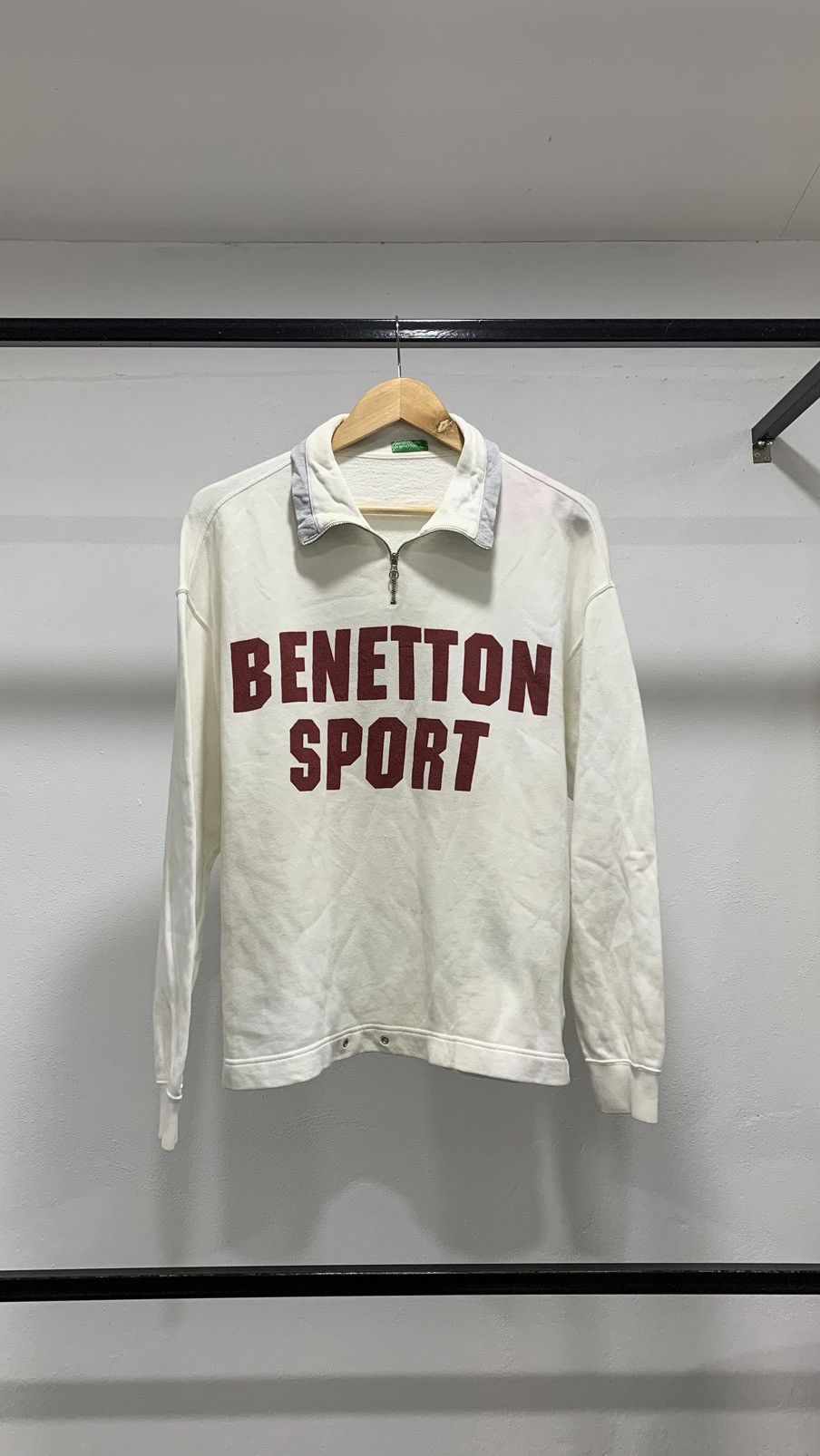 Vintage Vintage Benetton Sport Halfzip Sweater Size US M / EU 48-50 / 2 - 2 Thumbnail