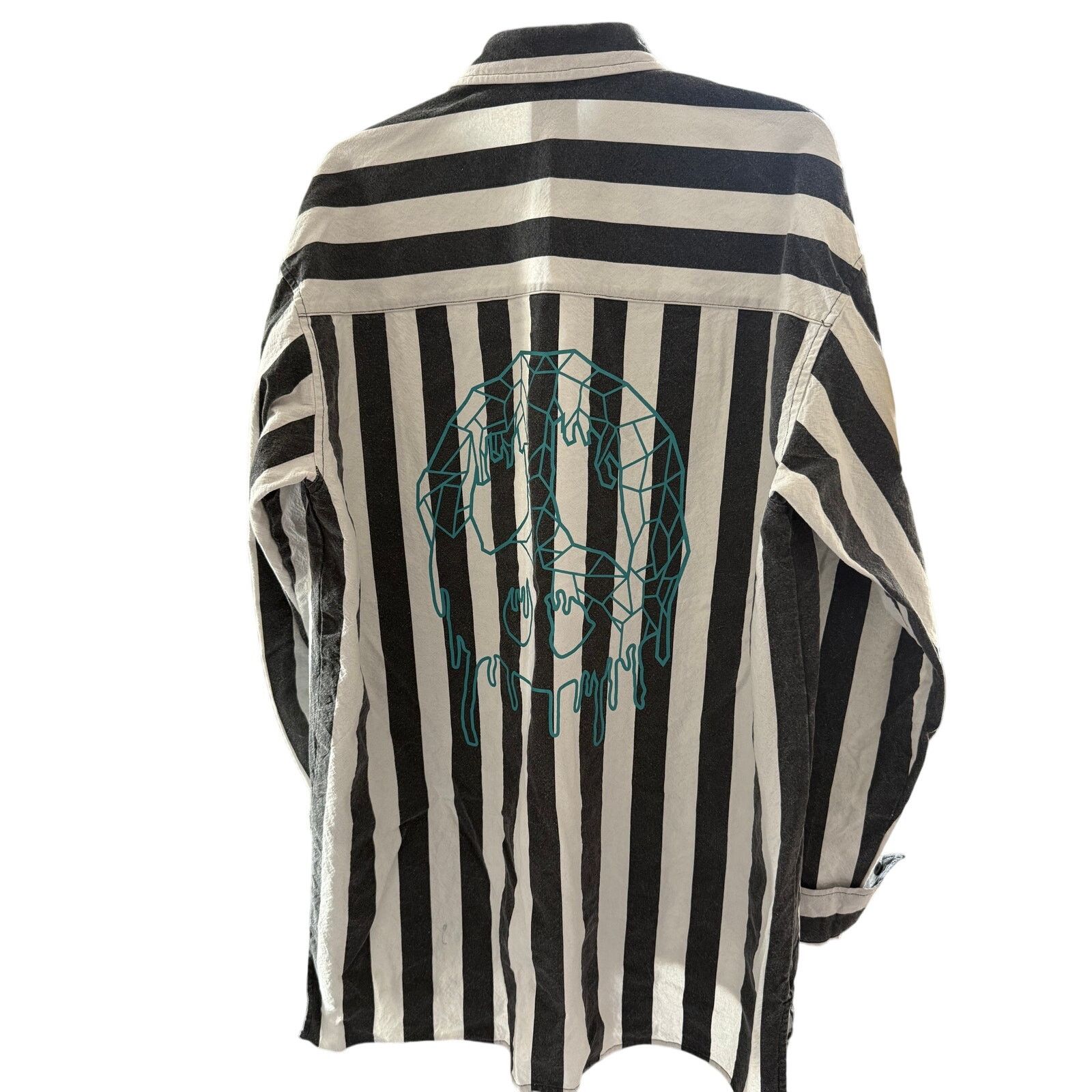 D by D DBYD Striped Skull Graphic Shirt Black White Teal Size 50 Size US L / EU 52-54 / 3 - 2 Thumbnail