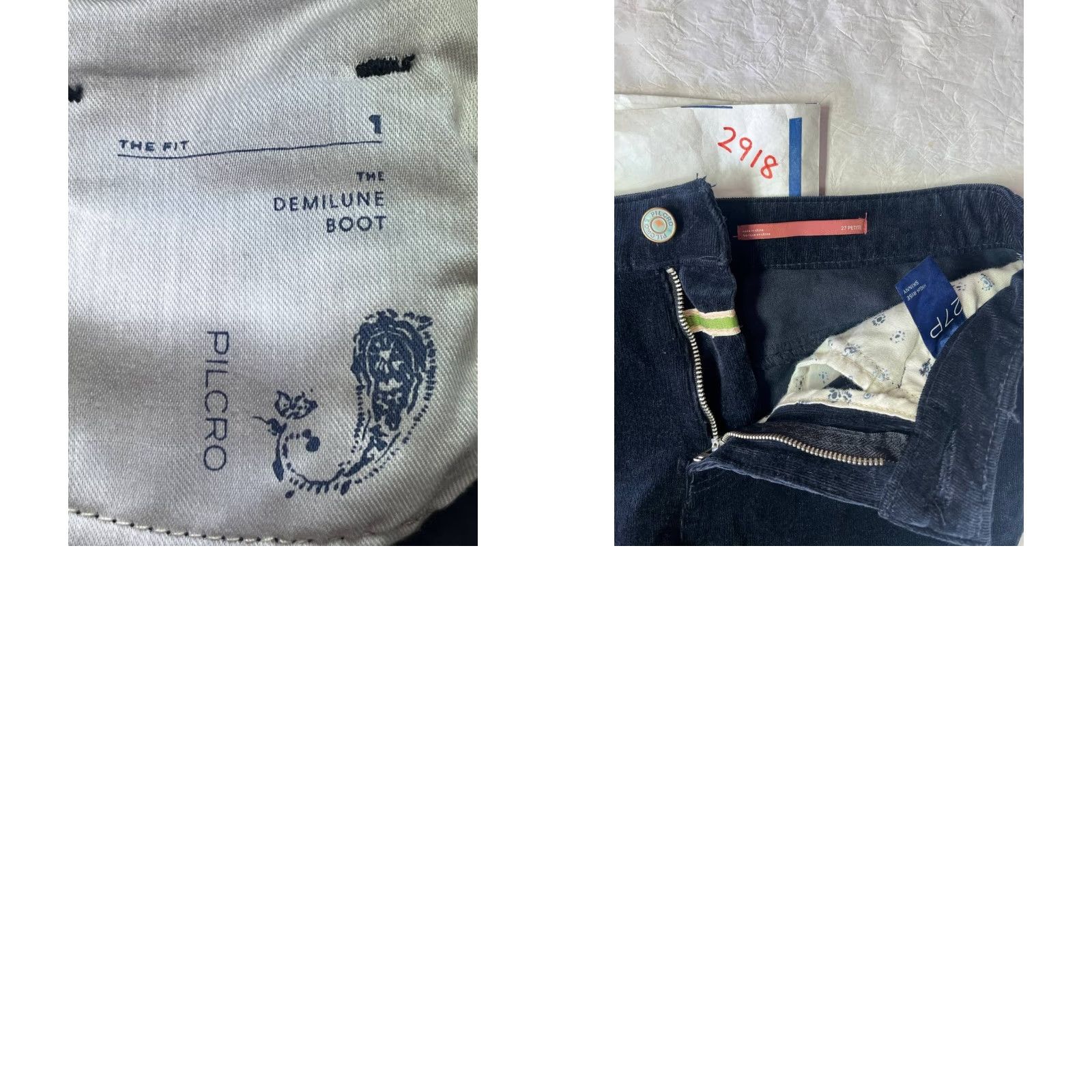 Vintage Anthropologie Pilcro The Demilune Boot Pants Women's 27 P Blue Velour Size 27" / US 4 / IT 40 - 9 Thumbnail